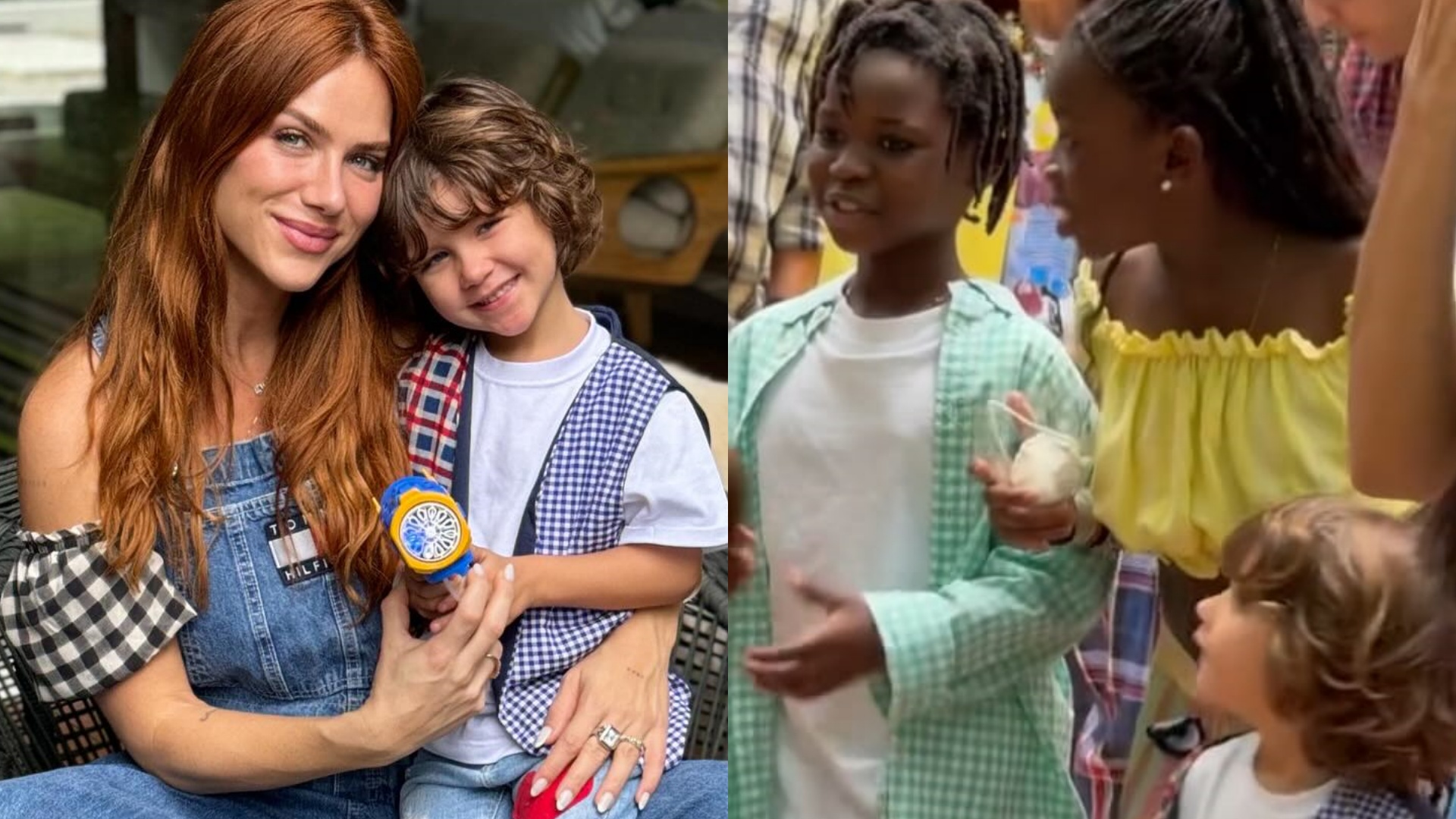 Giovanna Ewbank mostra os filhos dançando em festa junina da escola