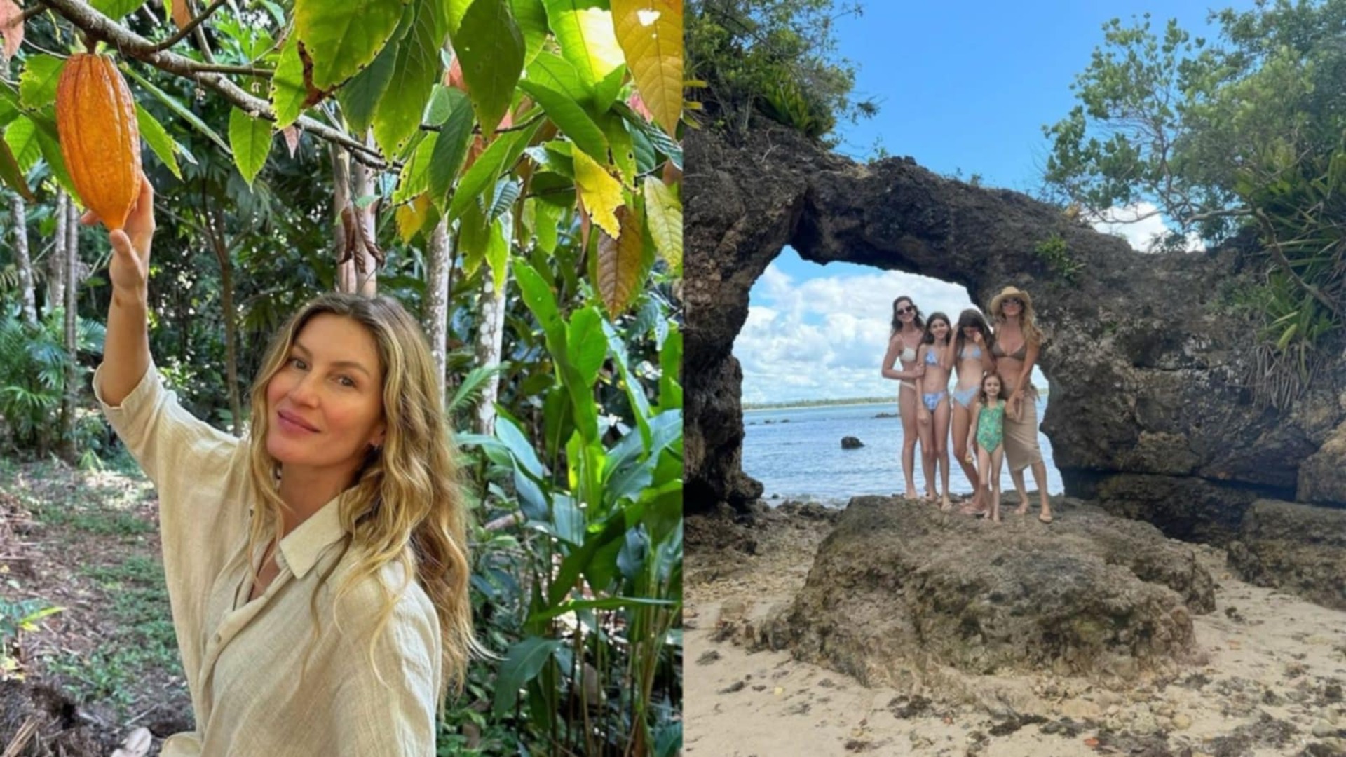 Gisele Bündchen encanta ao mostrar que está na Bahia com a família