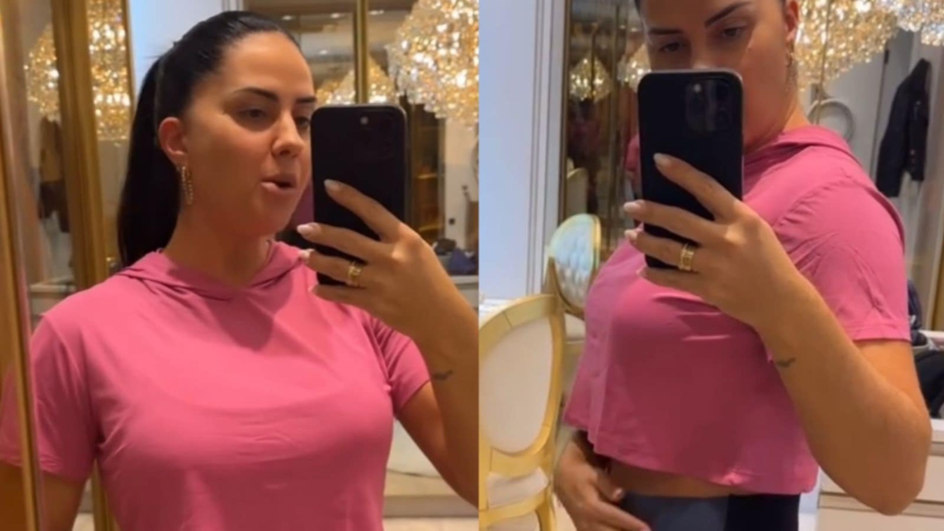 Graciele Lacerda choca com tamanho de sua barriga na 16ª semana de gestação