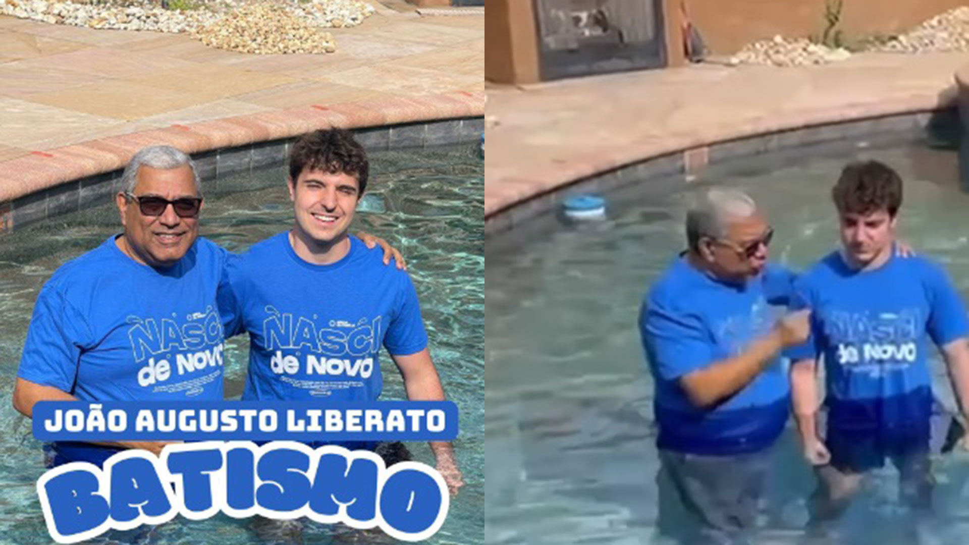 João Augusto, filho de Gugu, se batiza em igreja evangélica