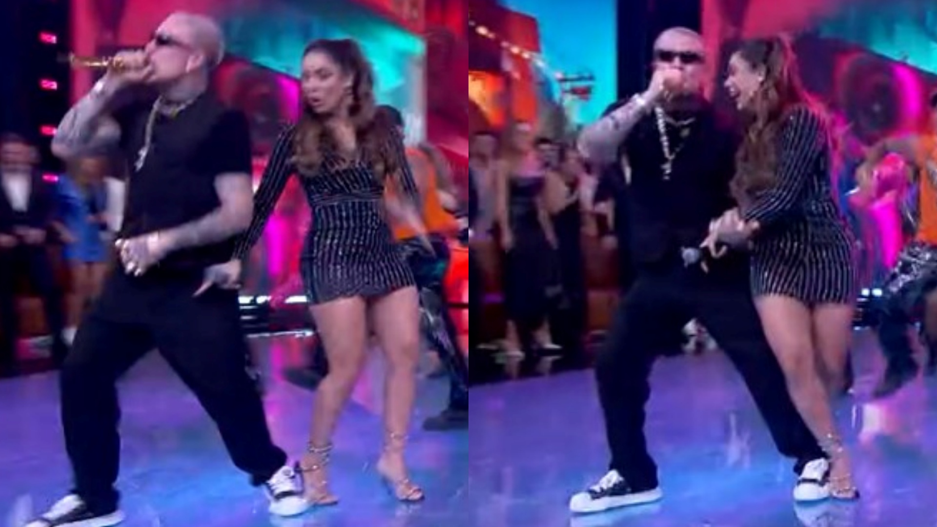 Lexa quase cai durante apresentação com MC Daniel no ‘Domingão’