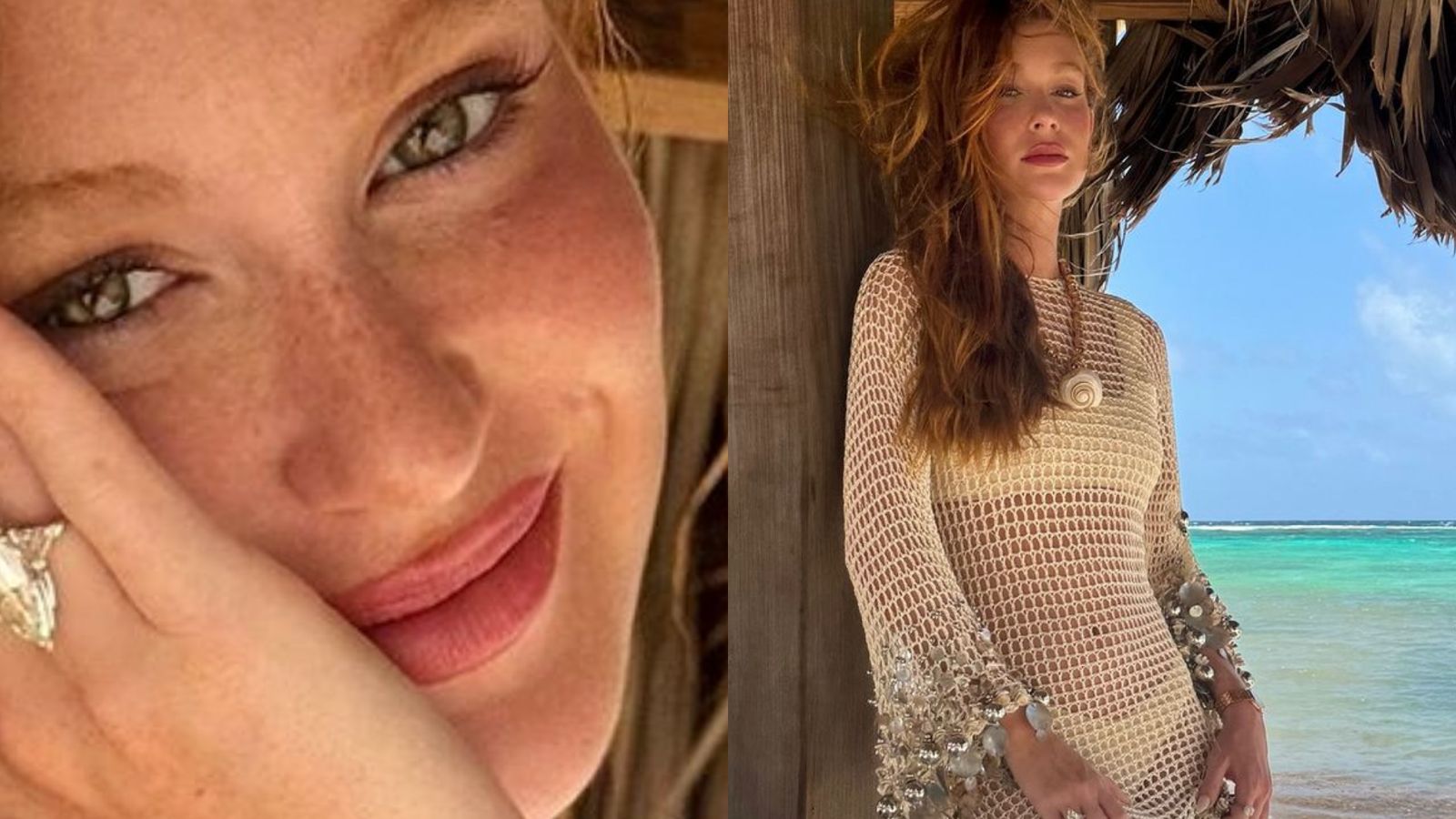Marina Ruy Barbosa exibe anel de noivado gigantesco em cliques na praia