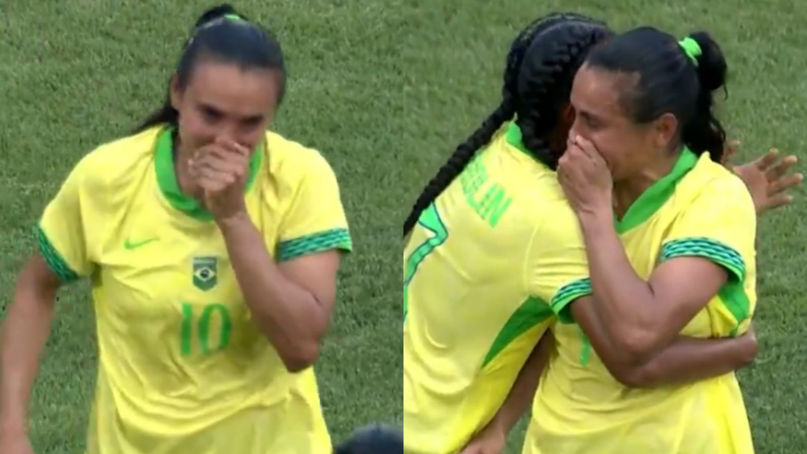 Marta cai no choro ao ser expulsa em um de seus últimos jogos pela Seleção