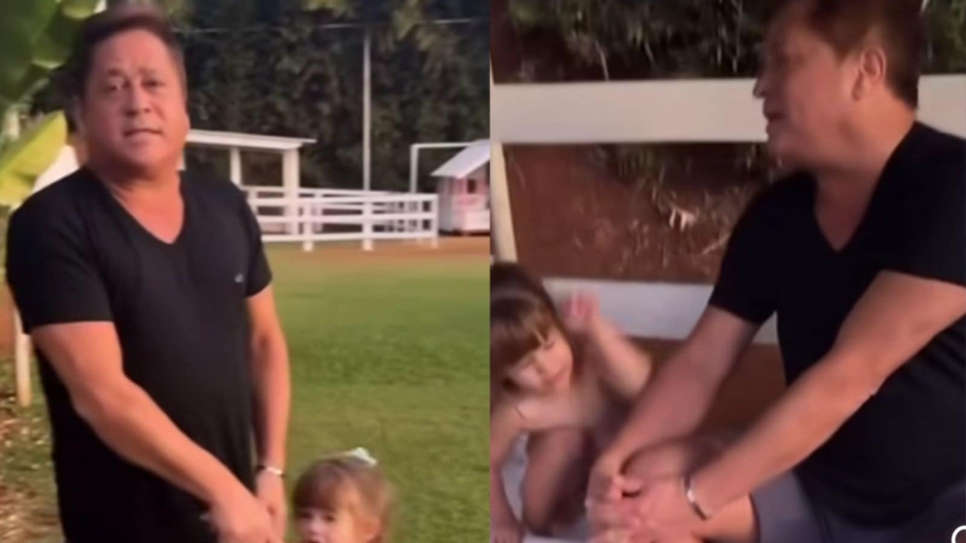 Neta de Leonardo diverte com reação com show particular do cantor