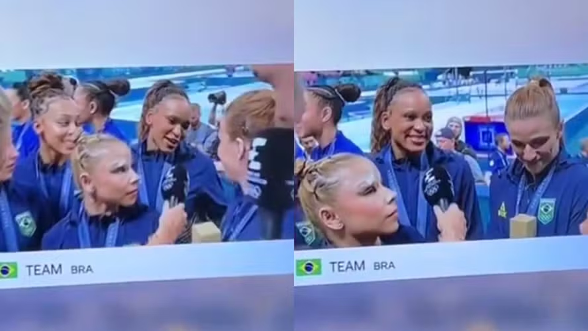 Rebeca Andrade e Jade Barbosa protagonizam momento inusitado em entrevista