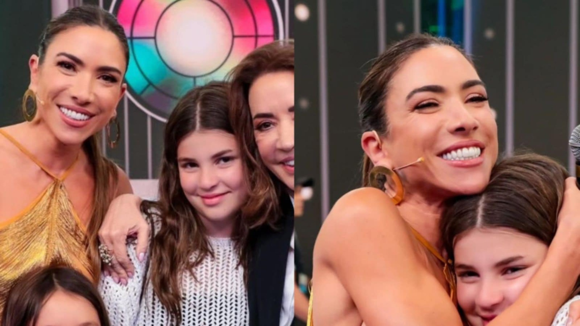 Patricia Abravanel é surpreendida com visita da filha e da sobrinha no SBT
