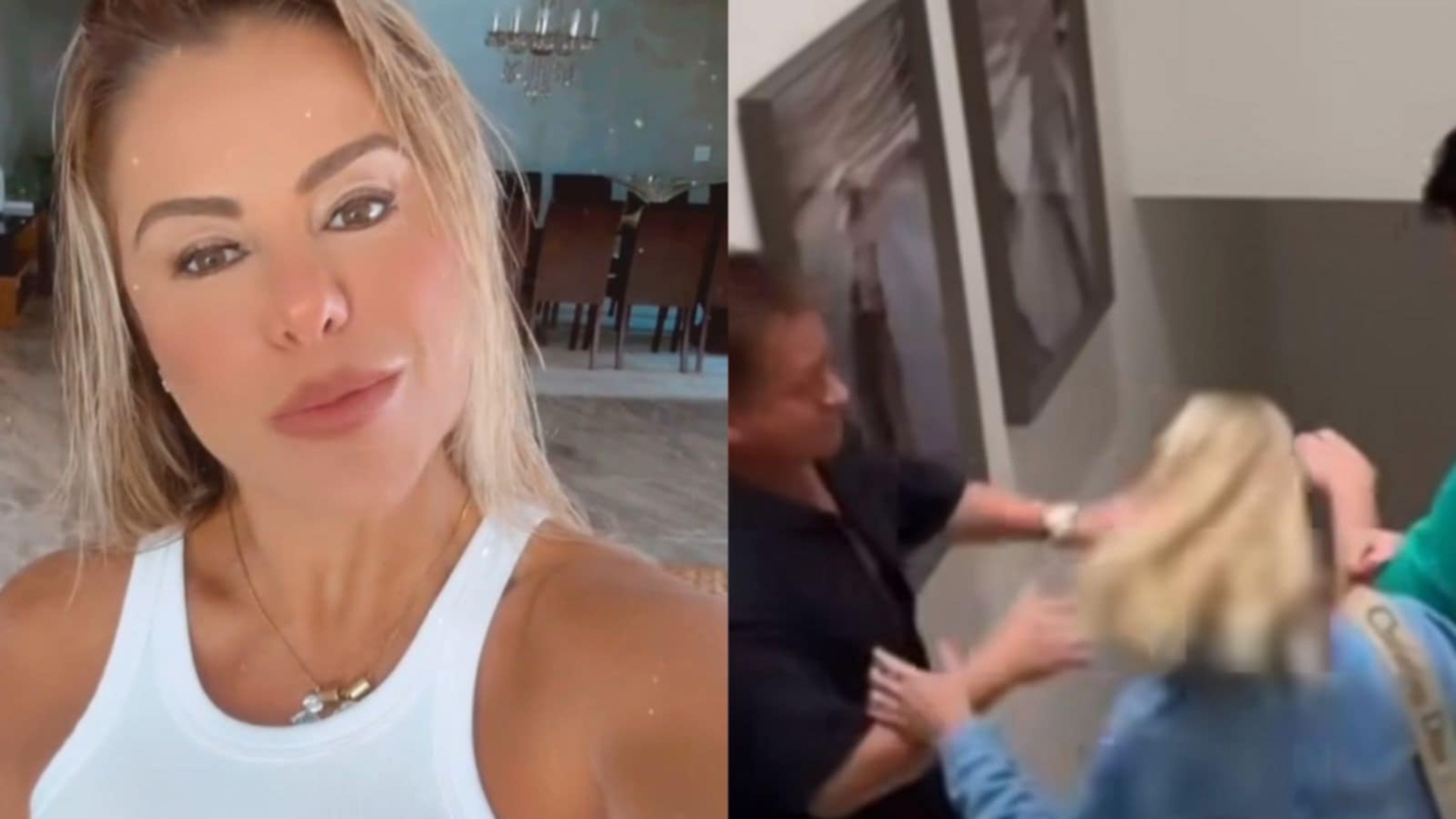 Poliana Rocha reage ao ver Leonardo saindo cambaleando da mansão de Virginia