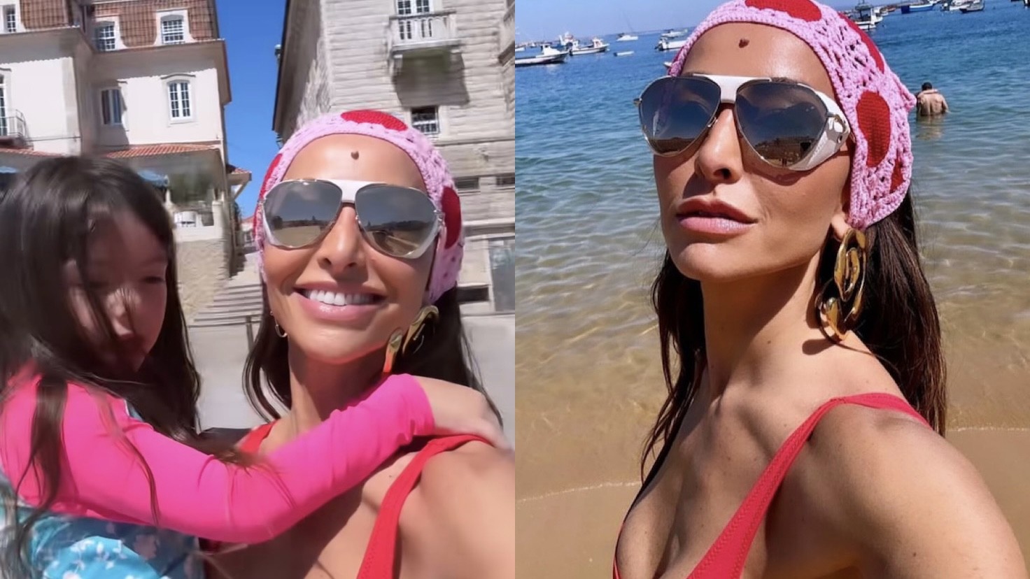 Em Portugal, Sabrina Sato curte tarde na praia ao lado da filha, Zoe