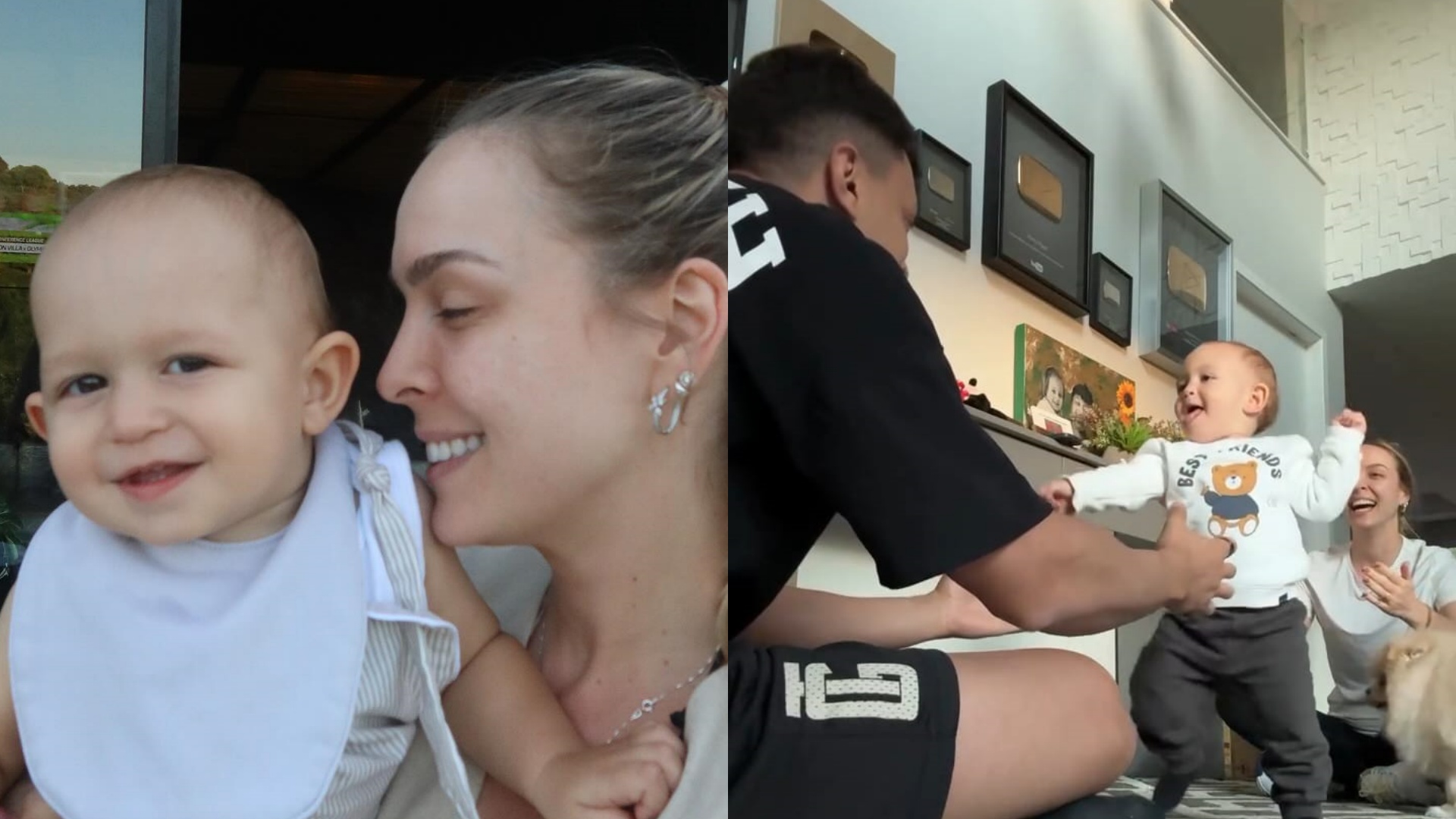 Tata Estaniecki encanta ao mostrar o filho andando: “Sempre ao seu lado”