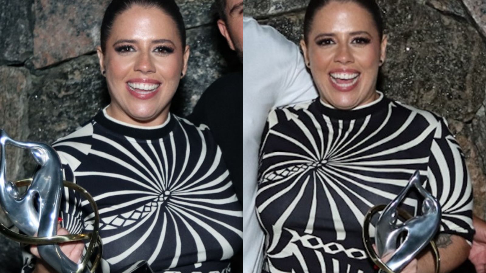 Tati Machado causa com vestido justíssimo em festa na mansão de Luciano Huck