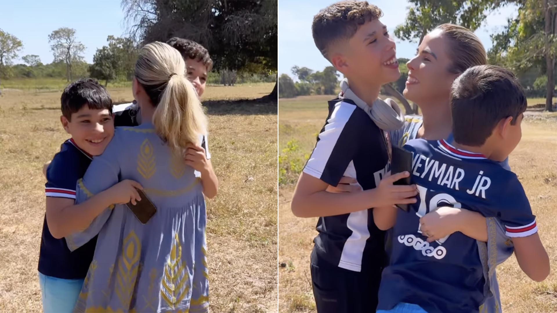 Wanessa Camargo celebra encontro com os filhos na fazenda