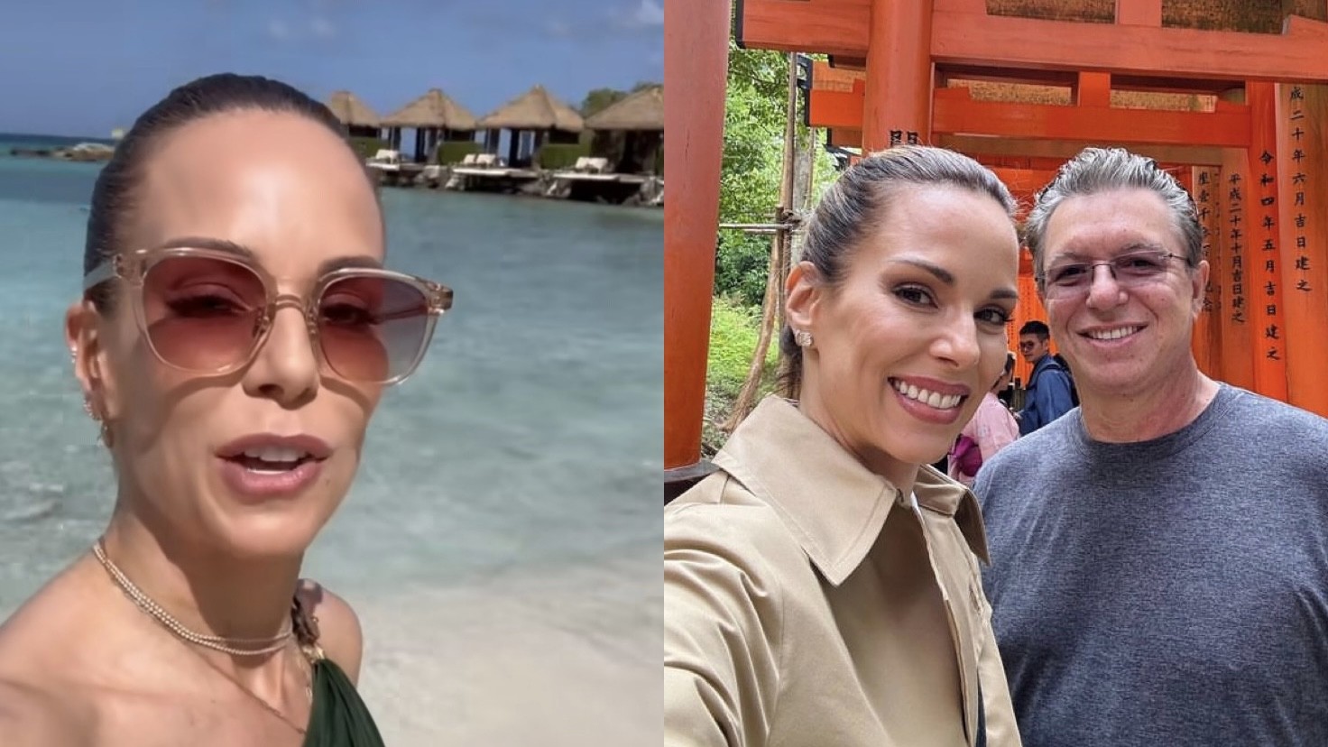 Em Aruba, Ana Furtado se declara para Boninho: ‘Que saudades’