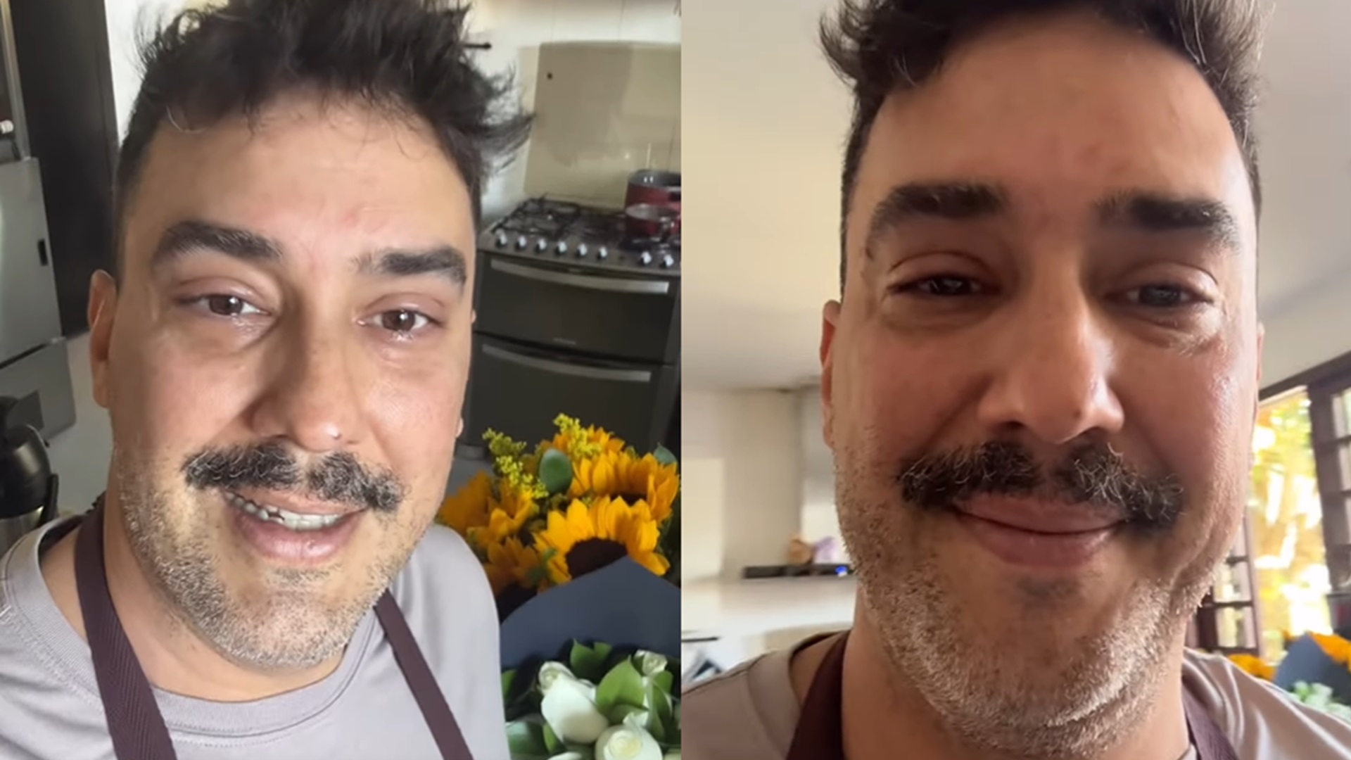 De luto, André Marques se emociona ao receber flores: “Um dia de cada vez”