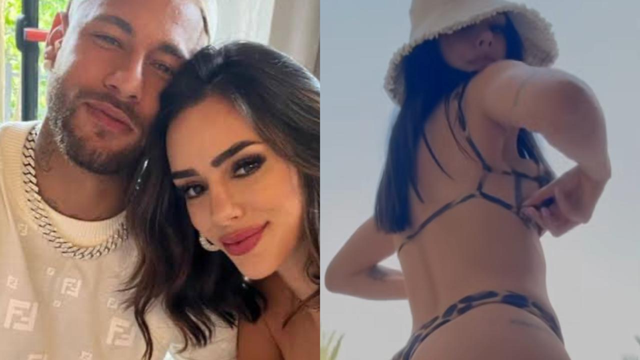 Bruna Biancardi impressiona ao posar na piscina e ganha recado de ex de Neymar
