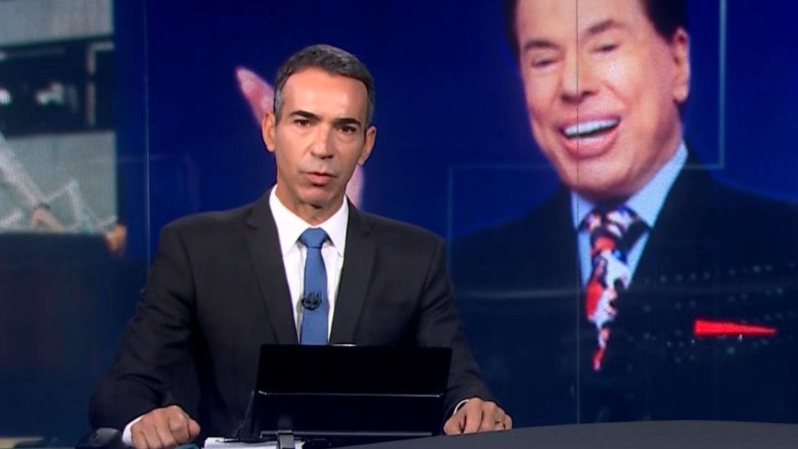 Postura de Cesar Tralli chama atenção em despedida de Silvio Santos na Globo