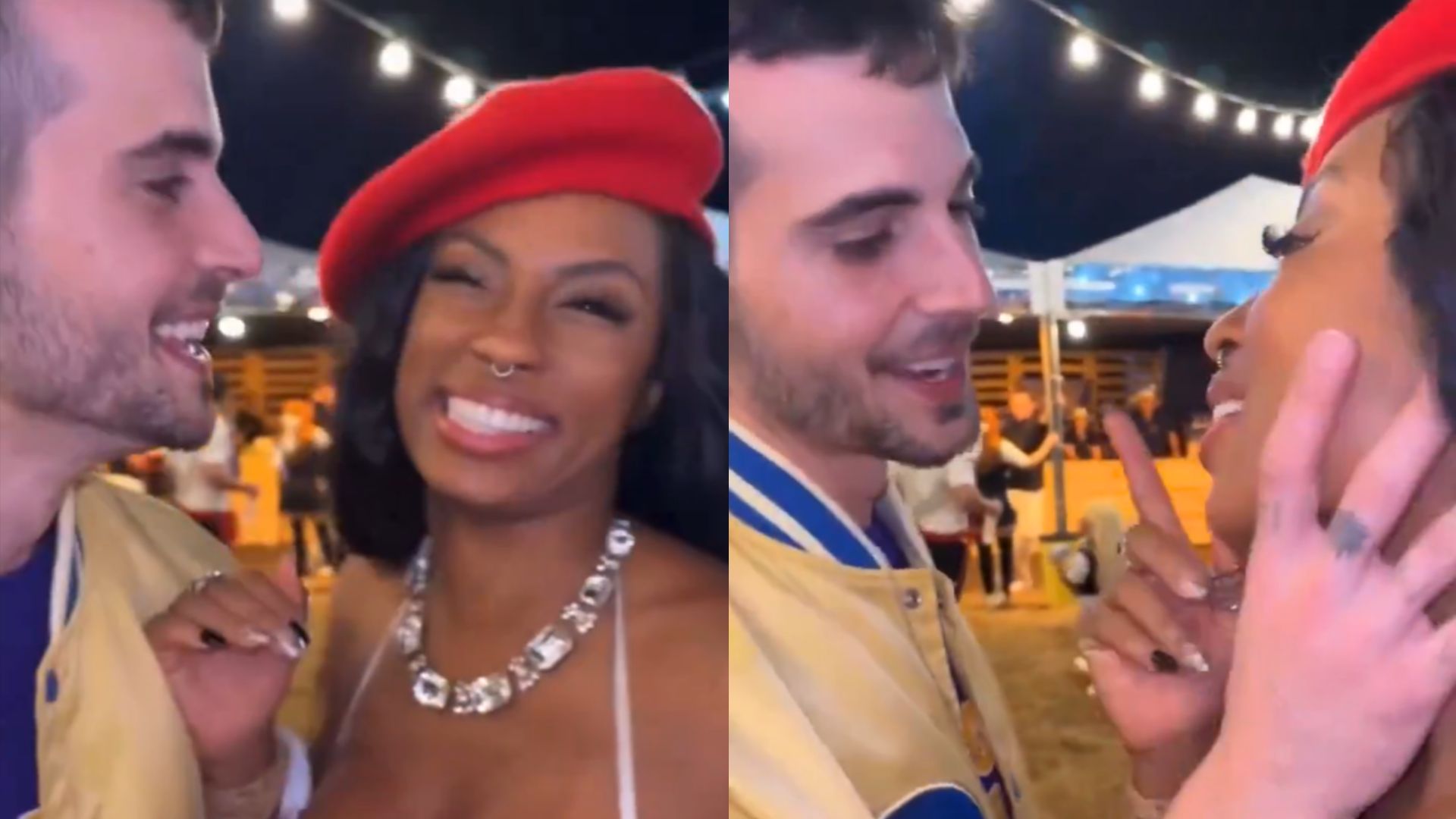 Fiuk e ex-BBB Lumena Aleluia chocam com beijão durante festa