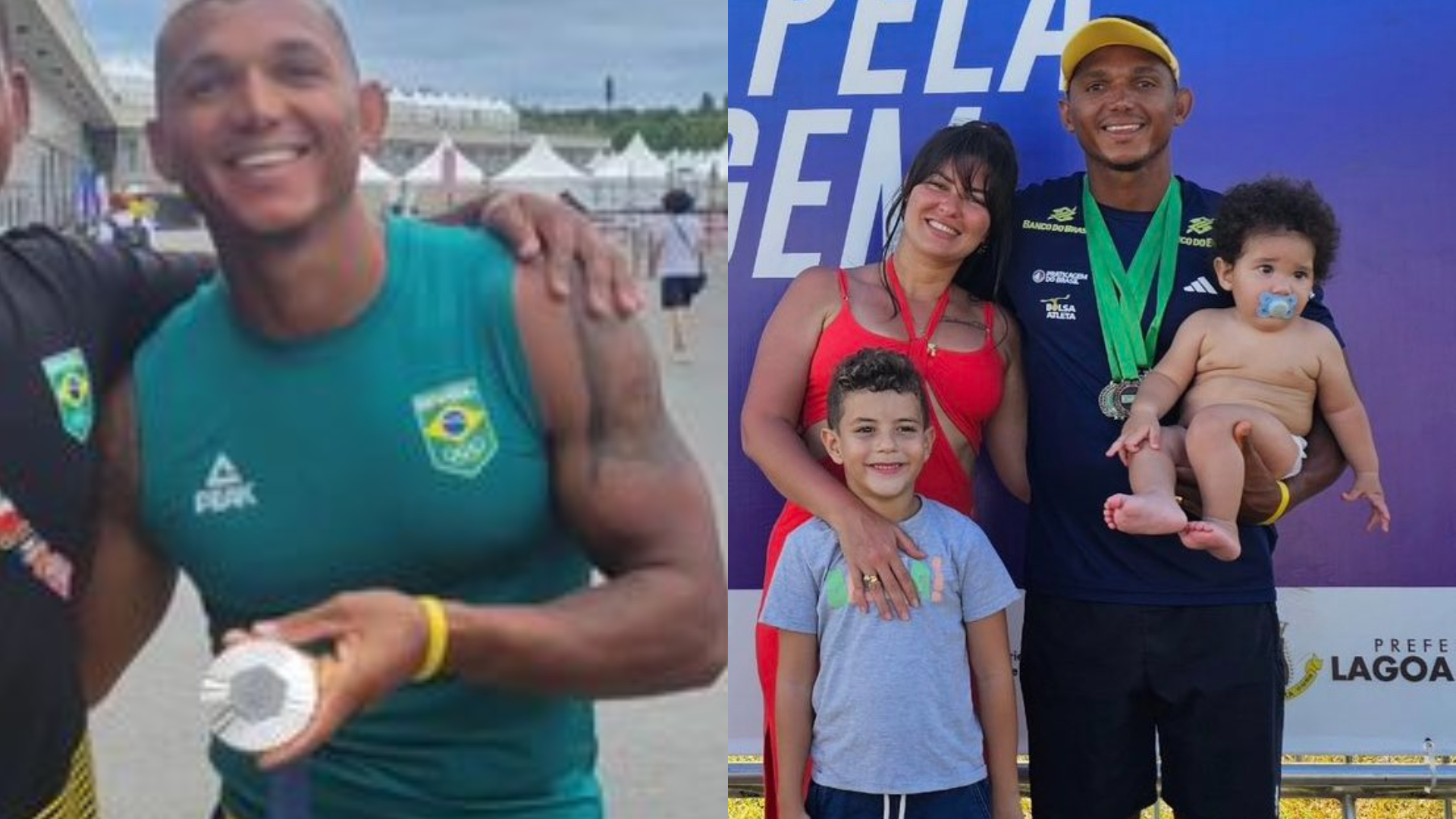 Canoísta Isaquias Queiroz tem medalha olímpica lascada em comemoração com a família