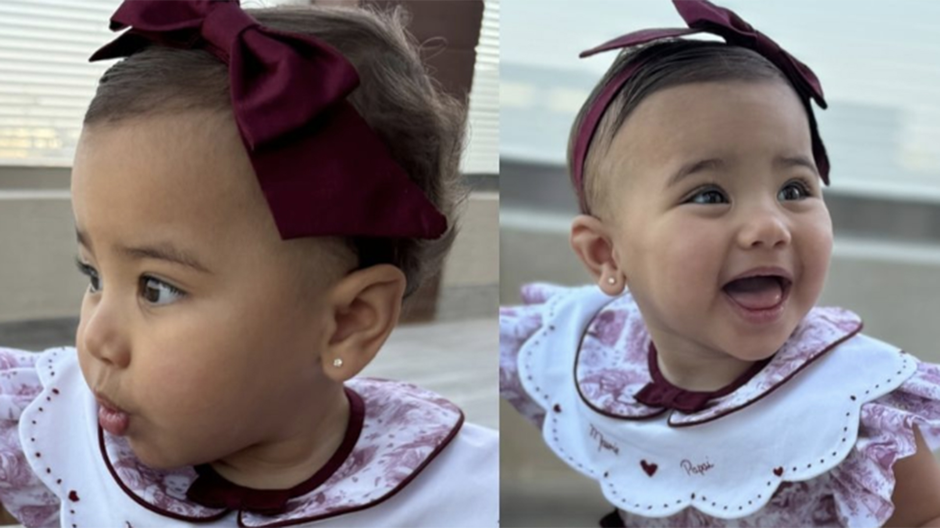 Mavie usa look estampado com fotos dela com o pai, Neymar Jr