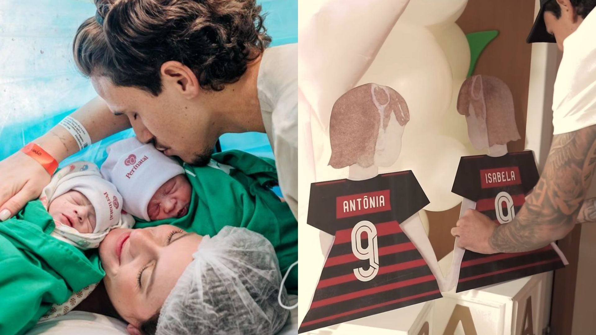 Jogador do Flamengo, Pedro exibe decoração da maternidade no nascimento das filhas