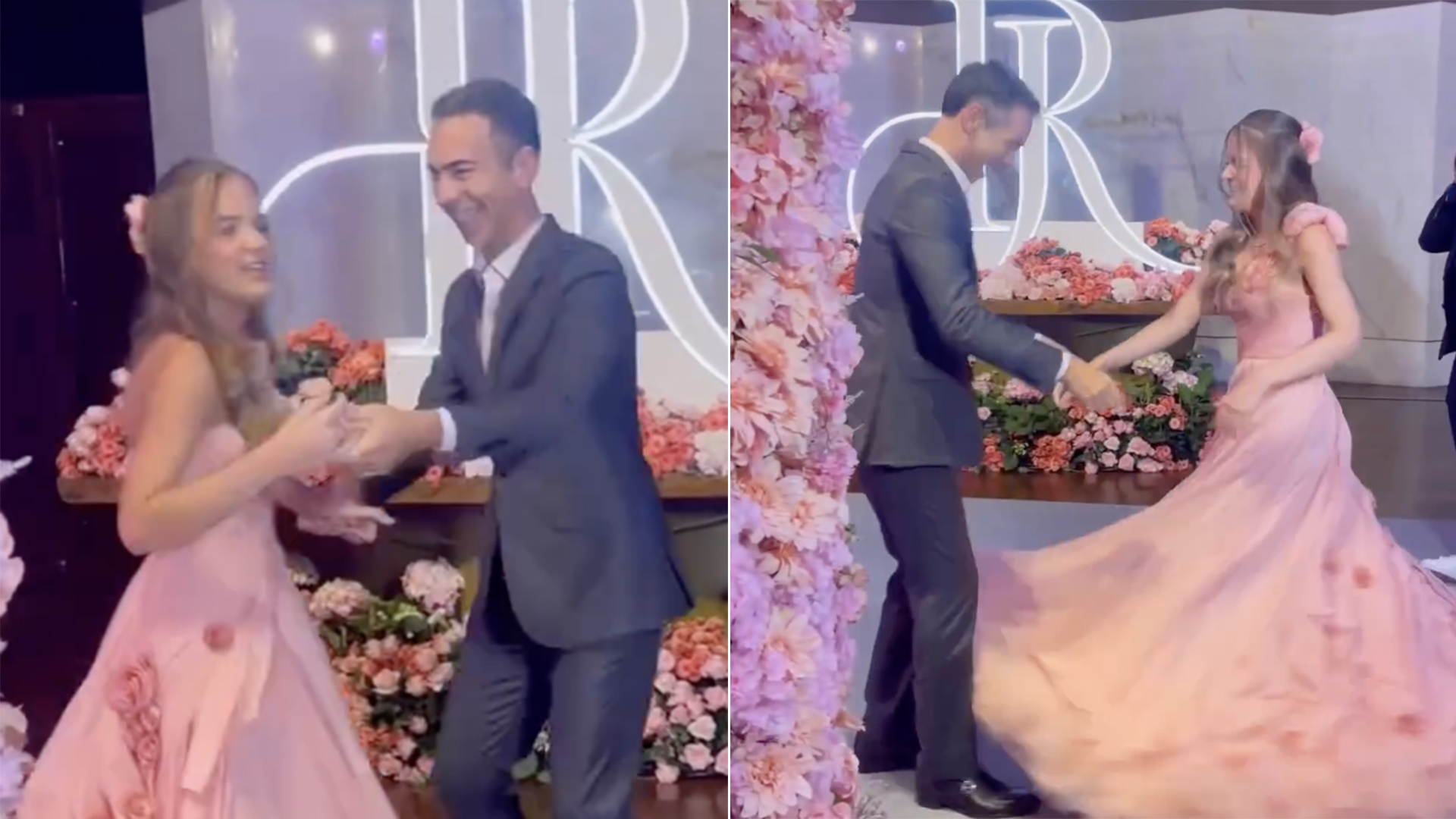 Padrasto, Cesar Tralli se joga na dança com Rafaella Justus na festa de debutante