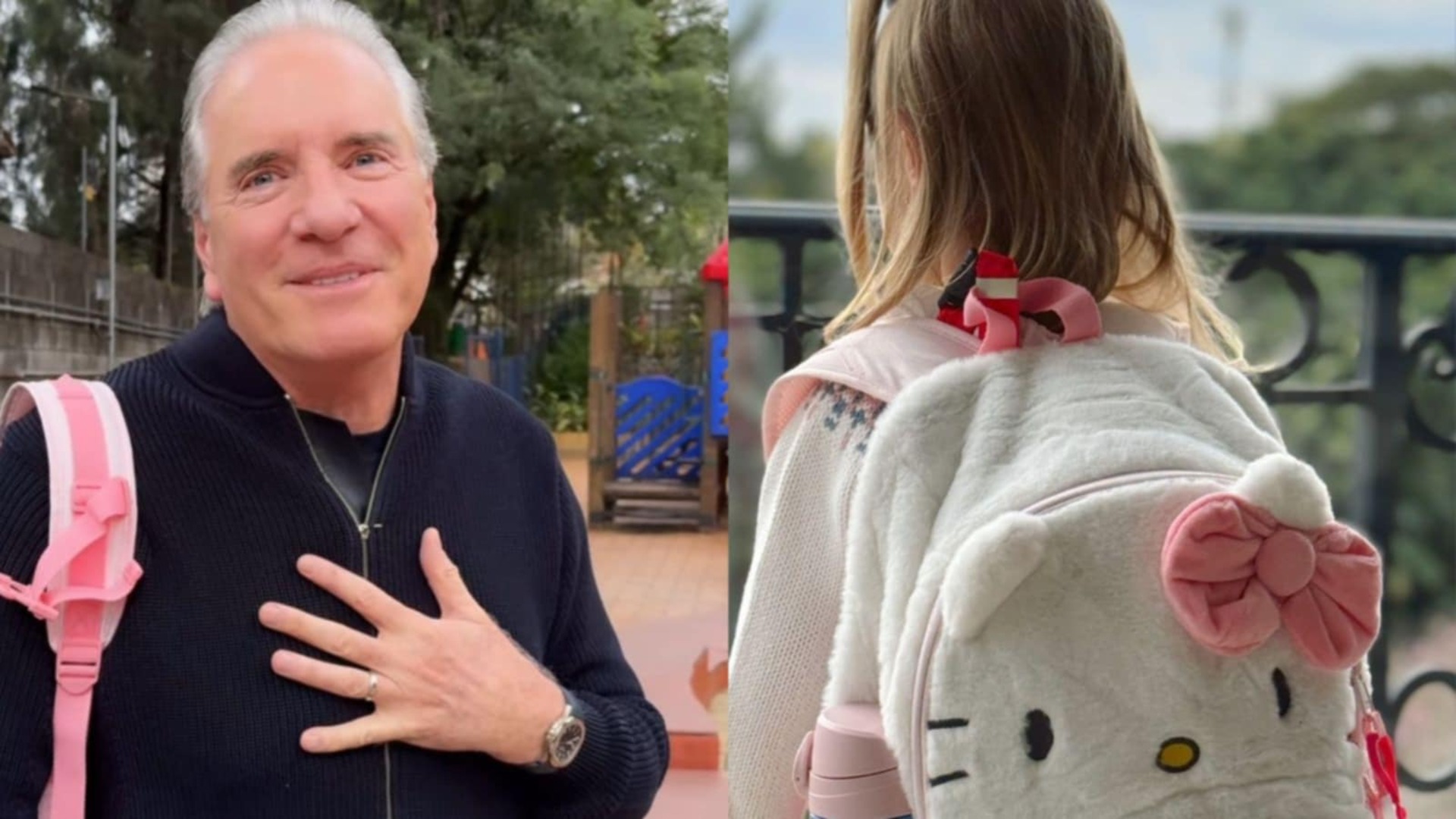 Roberto Justus se emociona ao levar a quinta filha para escola das netas