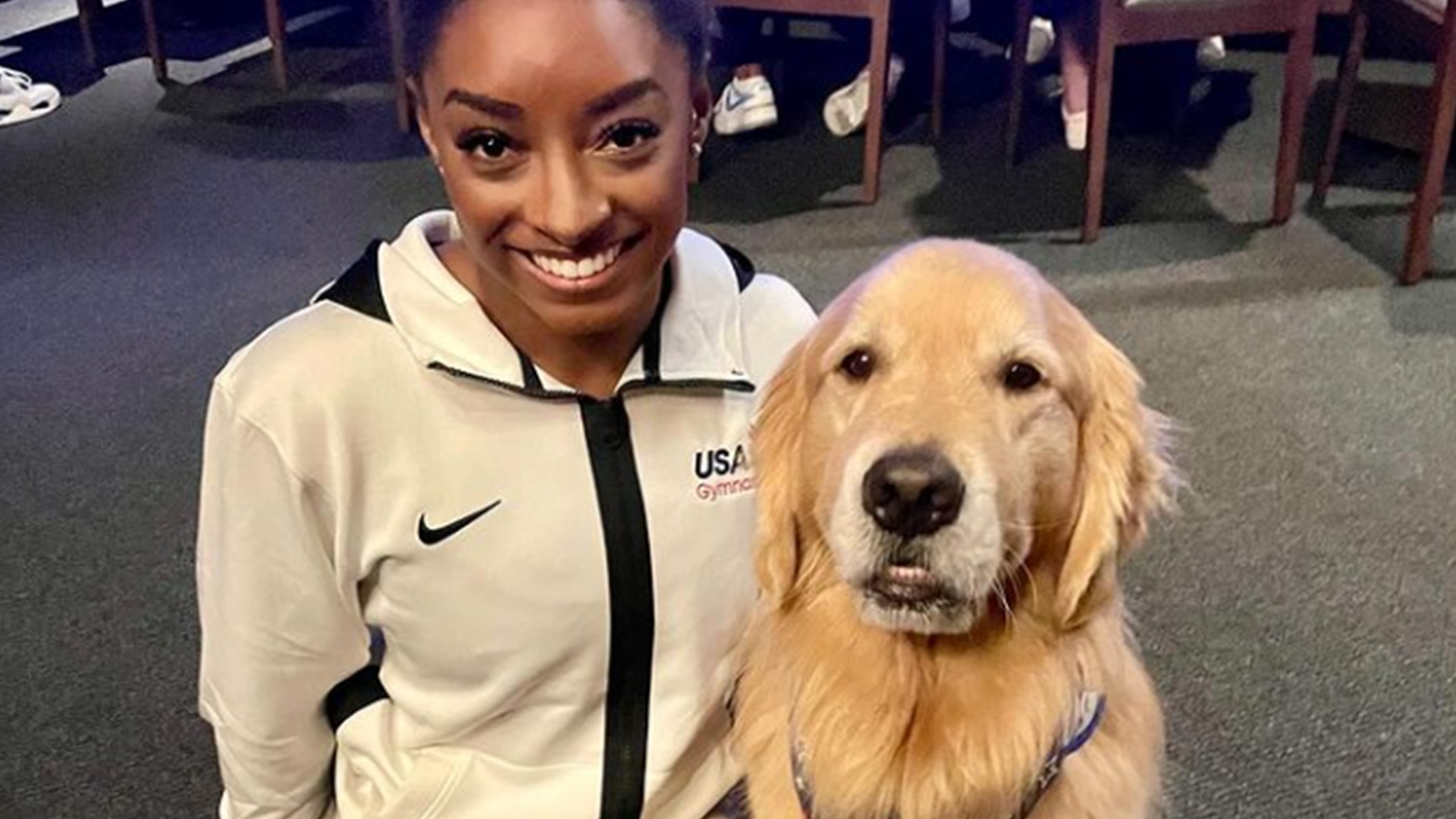 Quem é o cão terapêutico que ajuda Simone Biles e outras atletas dos EUA?