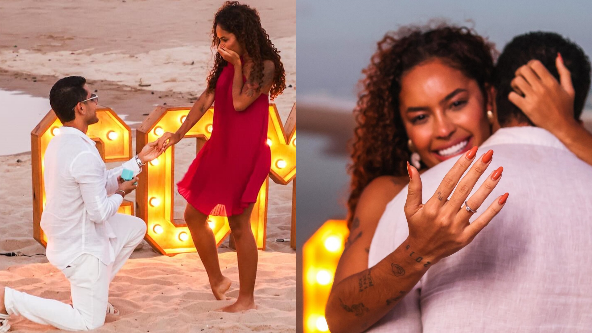 Sthefane Matos é pedida em casamento por Kevi Jonny na praia