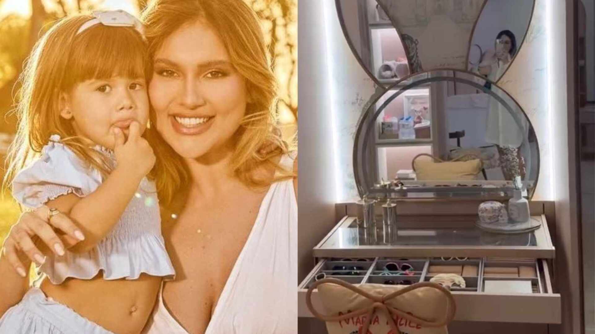 Virginia mostra penteadeira diferenciada do closet da filha e impressiona