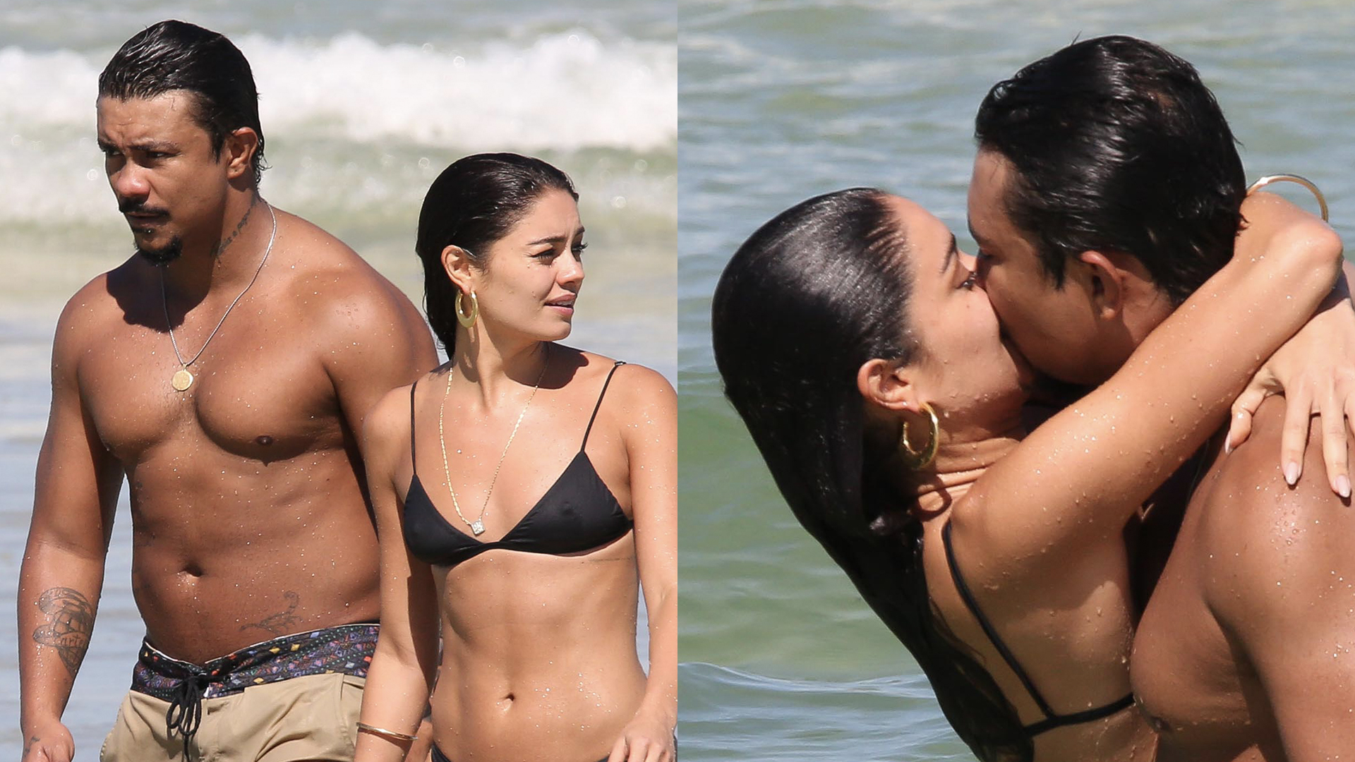 É oficial! Sophie Charlotte e Xamã surgem aos beijos na praia