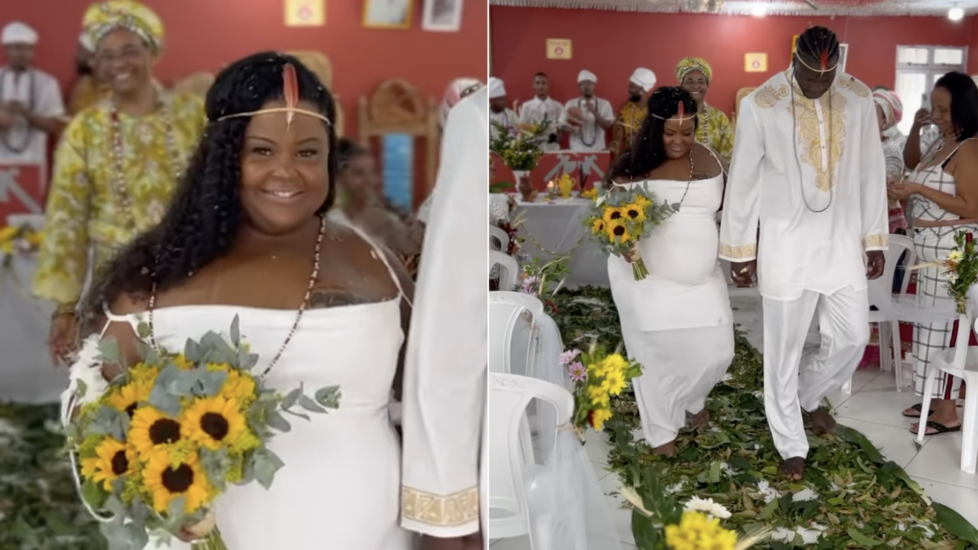 MC Carol se casa com ator em terreiro de Candomblé
