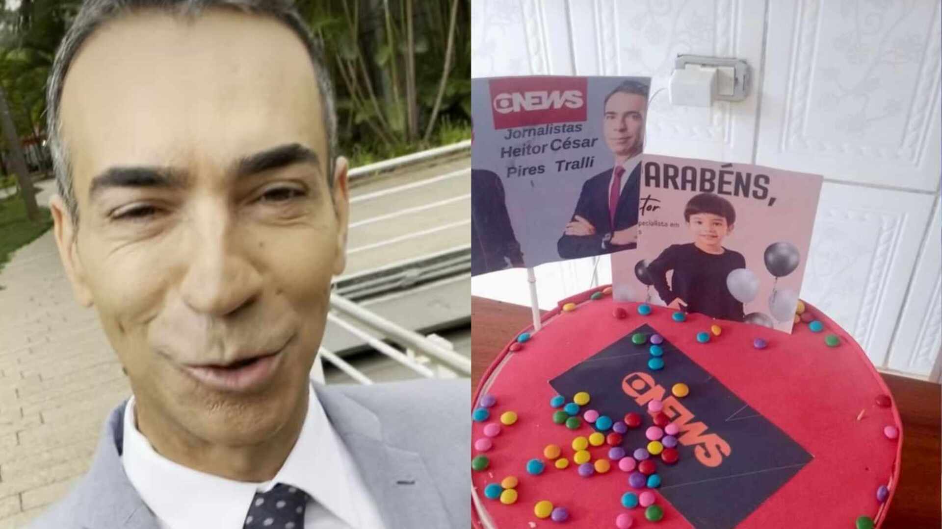 Cesar Tralli fica lisonjeado ao virar tema de festa de aniversário infantil
