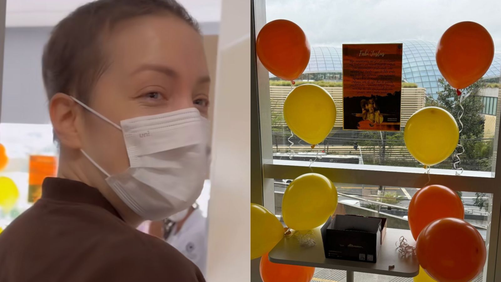 Fabiana Justus se emociona ao ganhar festa surpresa no hospital