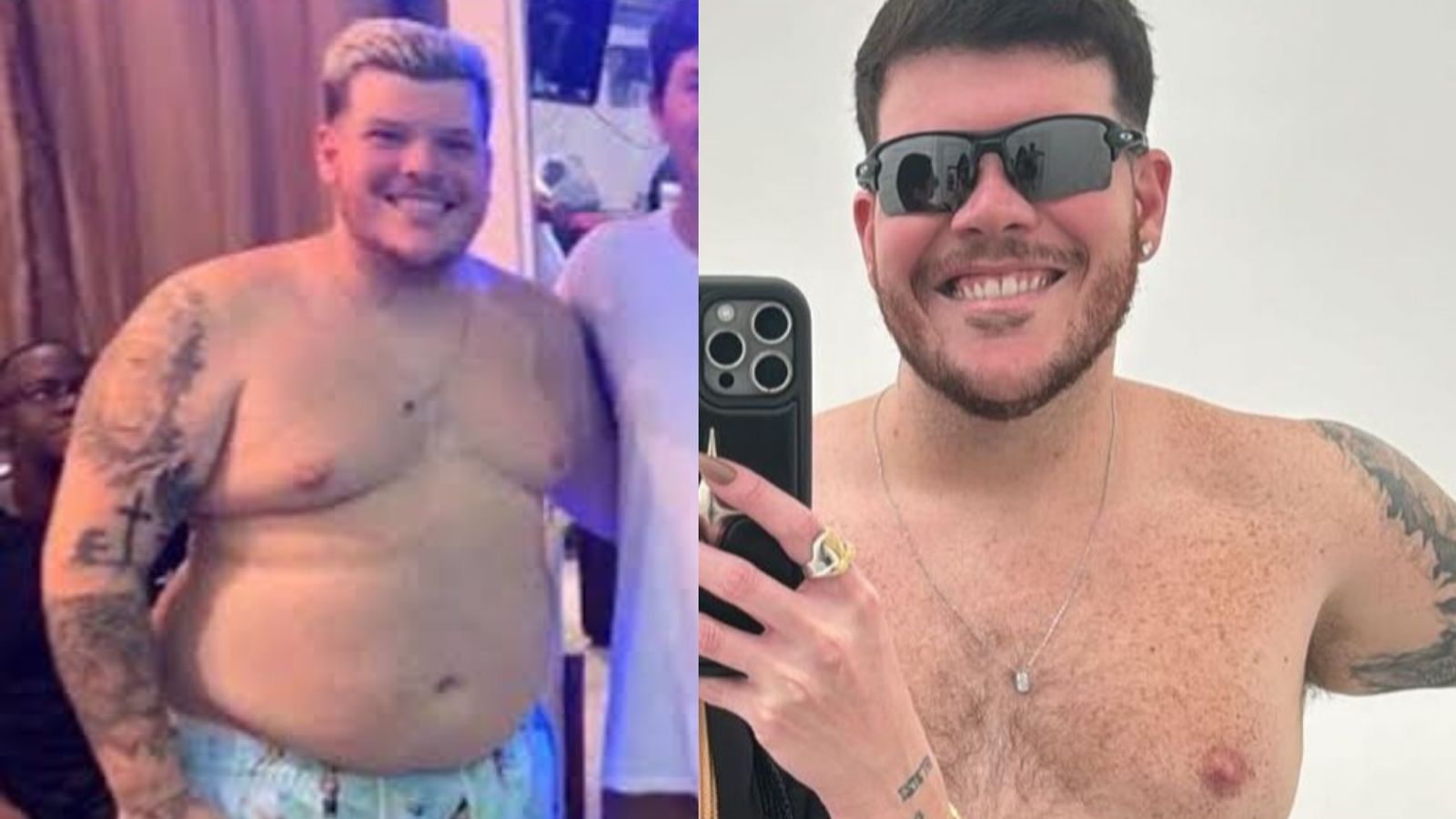Ferrugem impressiona ao exibir novo físico sem camisa após perder 33 kg