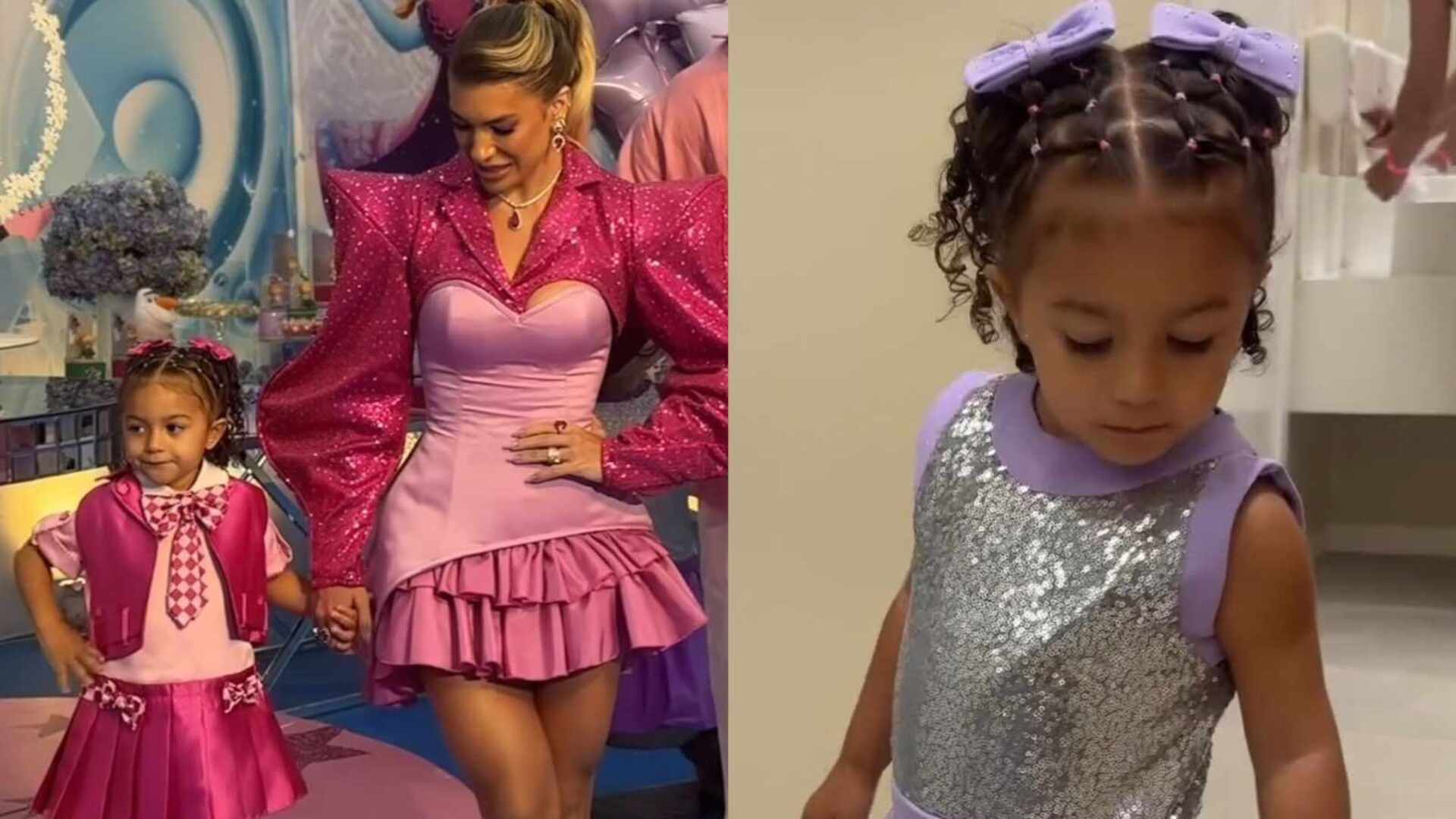 Tudo isso? Filha de Lore Improta usou três looks em seu festão; confira