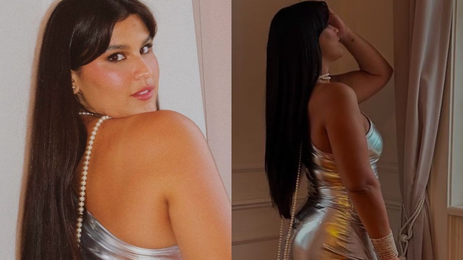 Filha de Flávia Alessandra chama atenção com look justíssimo em casamento