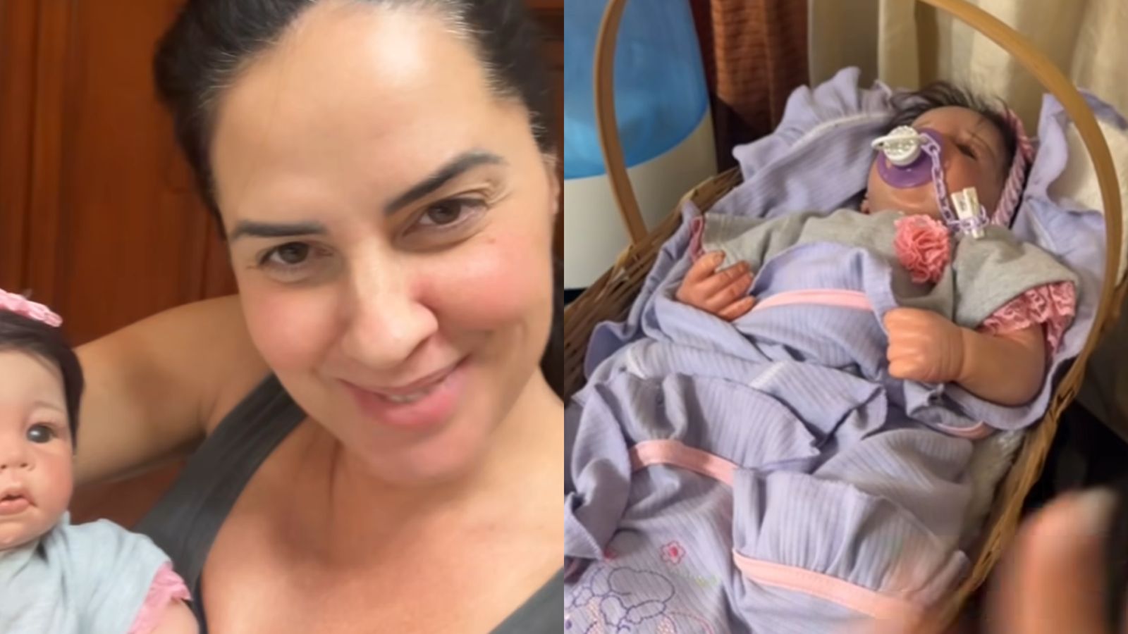 Graciele Lacerda cuida de boneca que simula a aparência da filha com Zezé