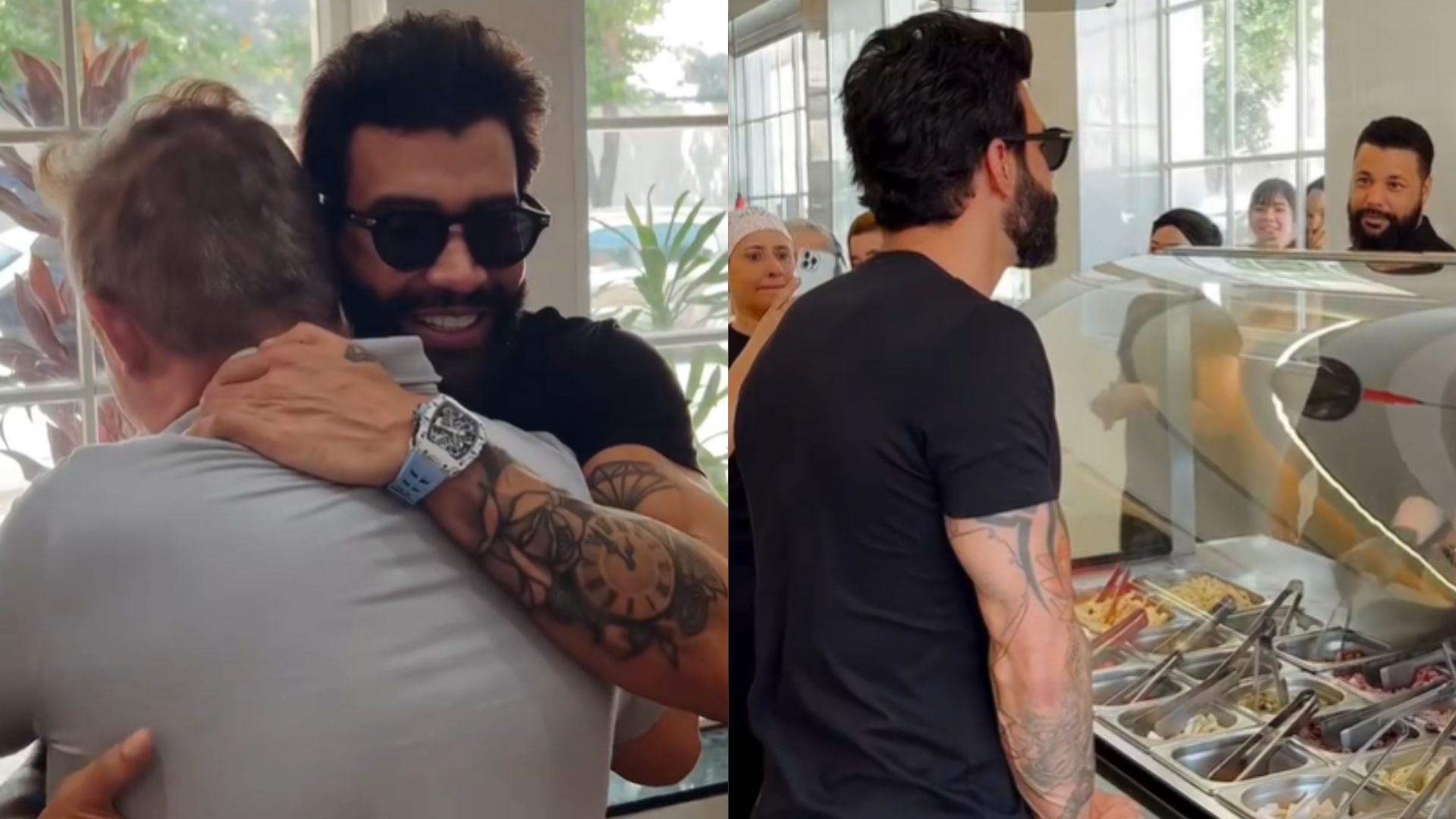 Gusttavo Lima visita restaurante que o impediu de passar fome antes da fama