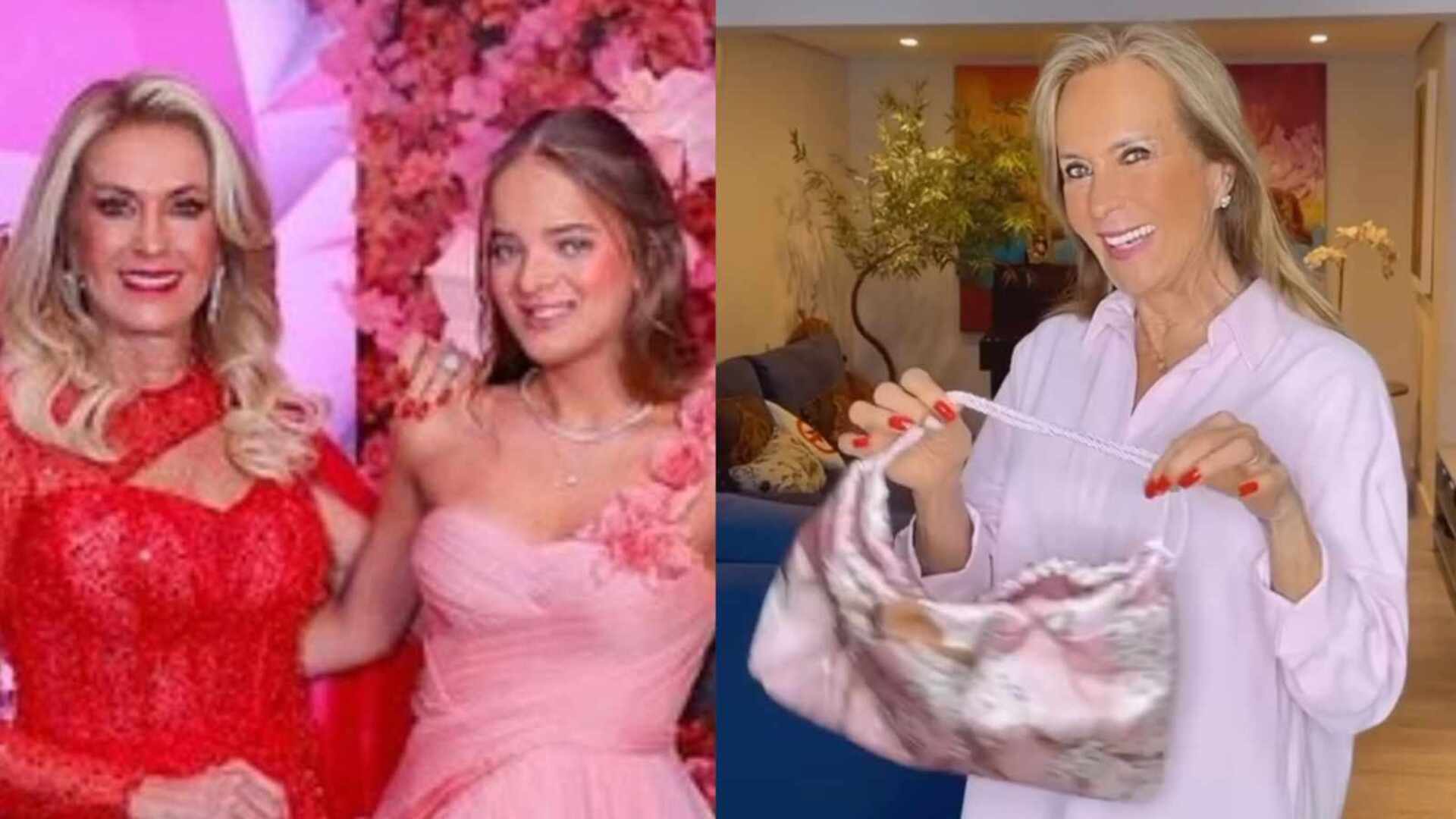 Helô Pinheiro mostra bolsa que ganhou na festa de Rafaella Justus