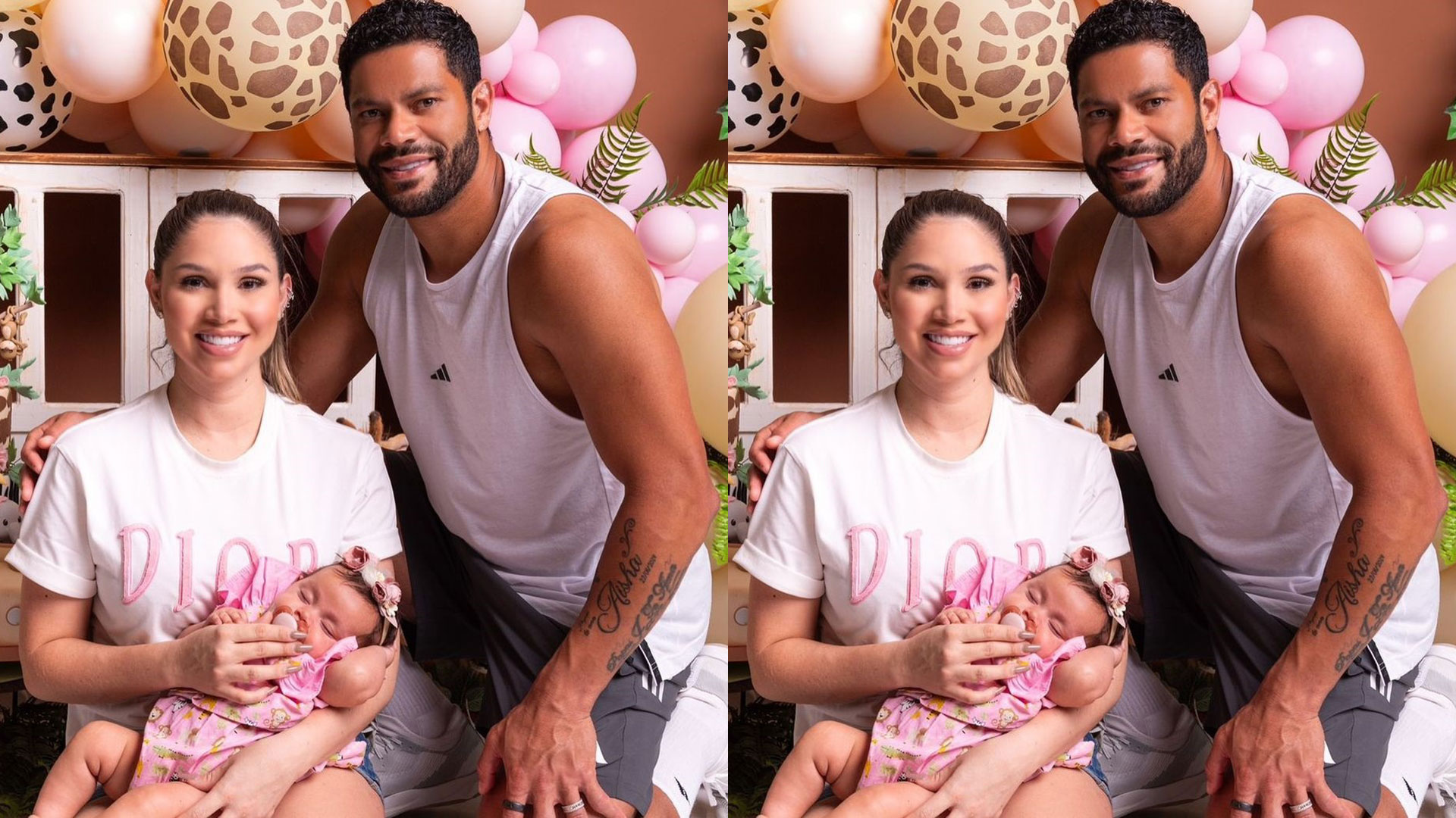 Jogador Hulk celebra três meses da filha com fotos fofíssimas