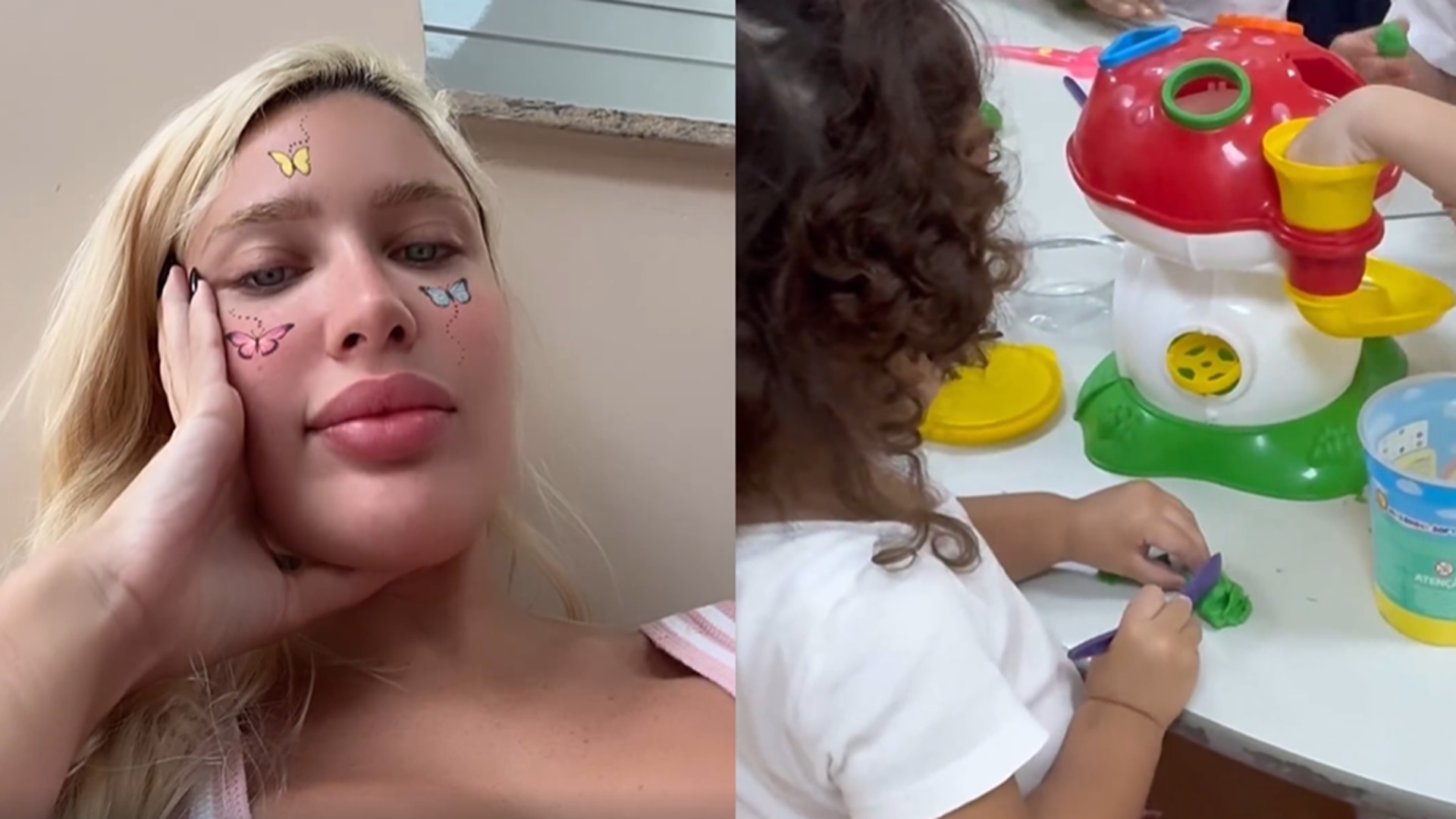 Karoline Lima quase chora no primeiro dia de Cecília na escola: “É babado!”