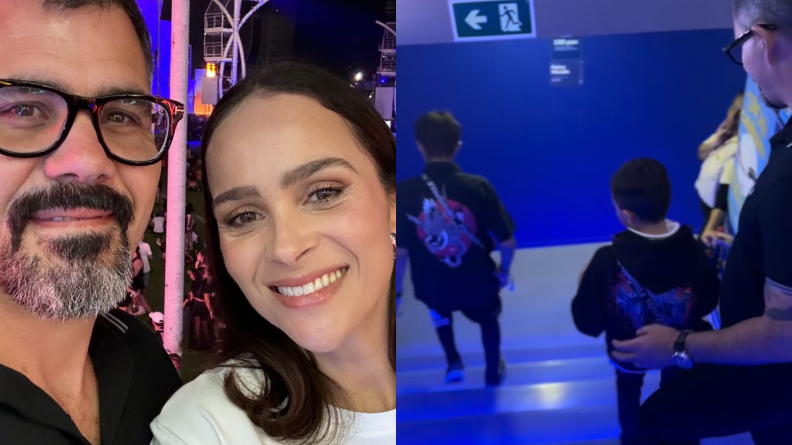 Letícia e Juliano Cazarré fazem rara aparição com filhos mais velhos no Rock in Rio