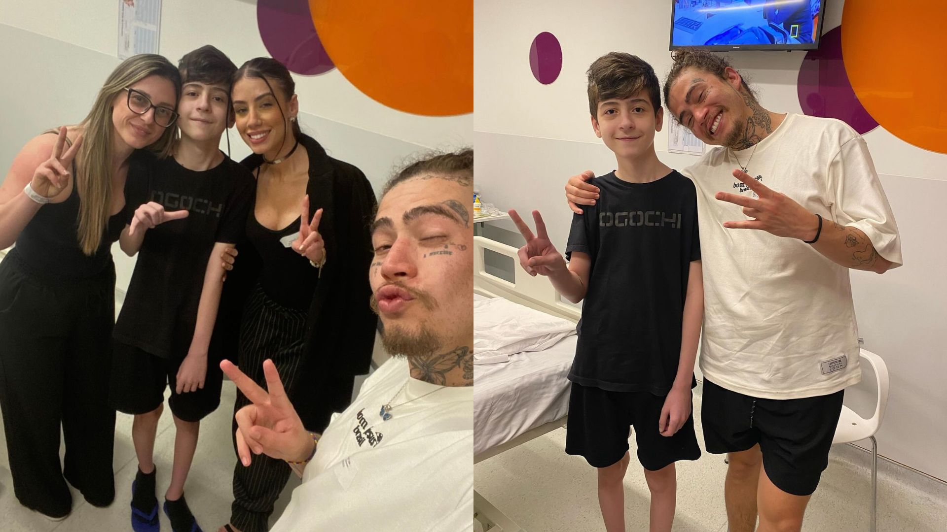 Maria Lina e Whindersson Nunes visitam jovem que será submetido à cirurgia no coração