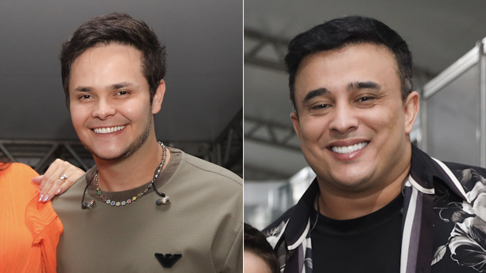 Matheus e Kauan fazem rara aparição com os filhos em show