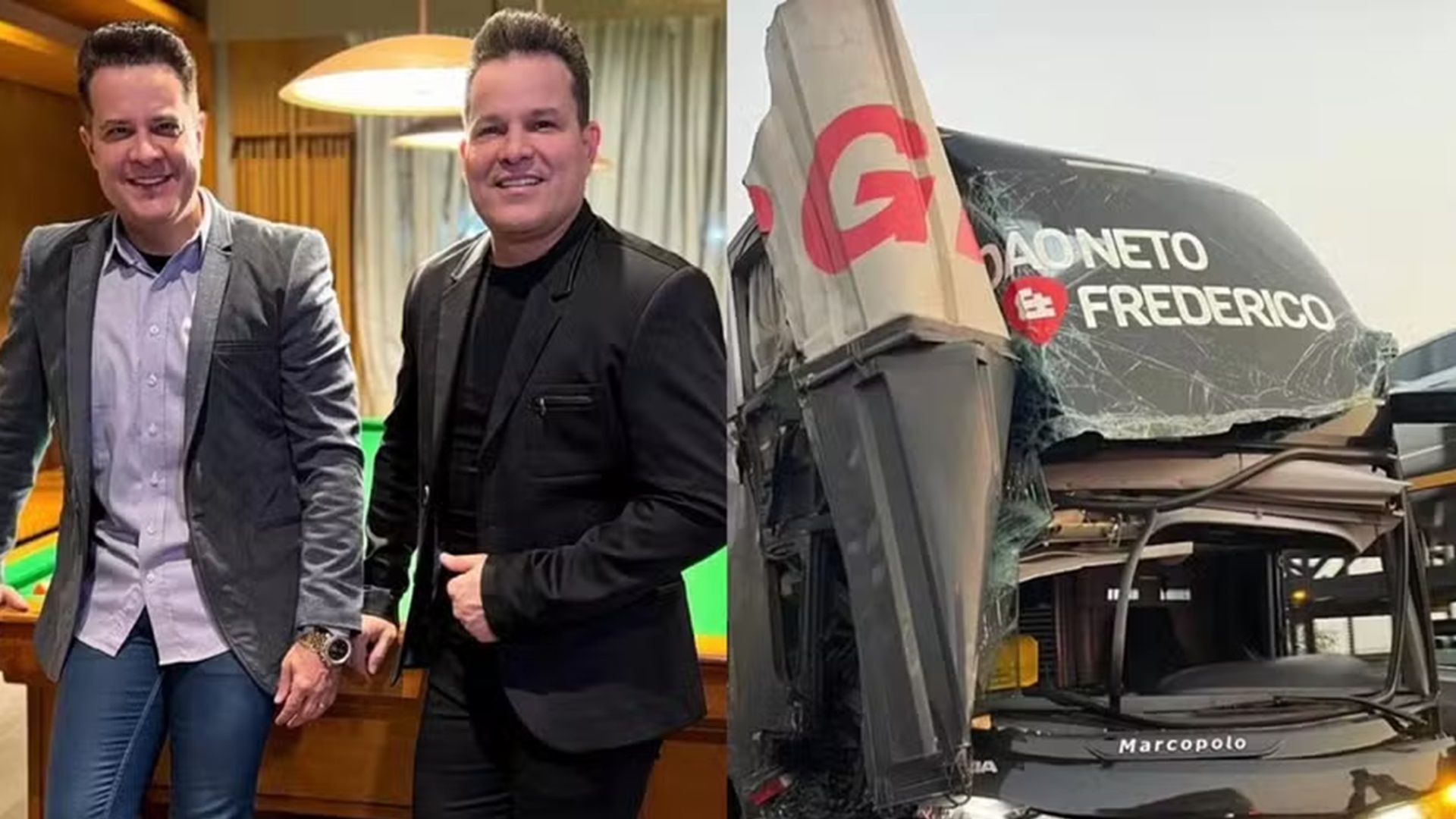 Acidente com ônibus da dupla João Neto & Frederico deixa quatro feridos