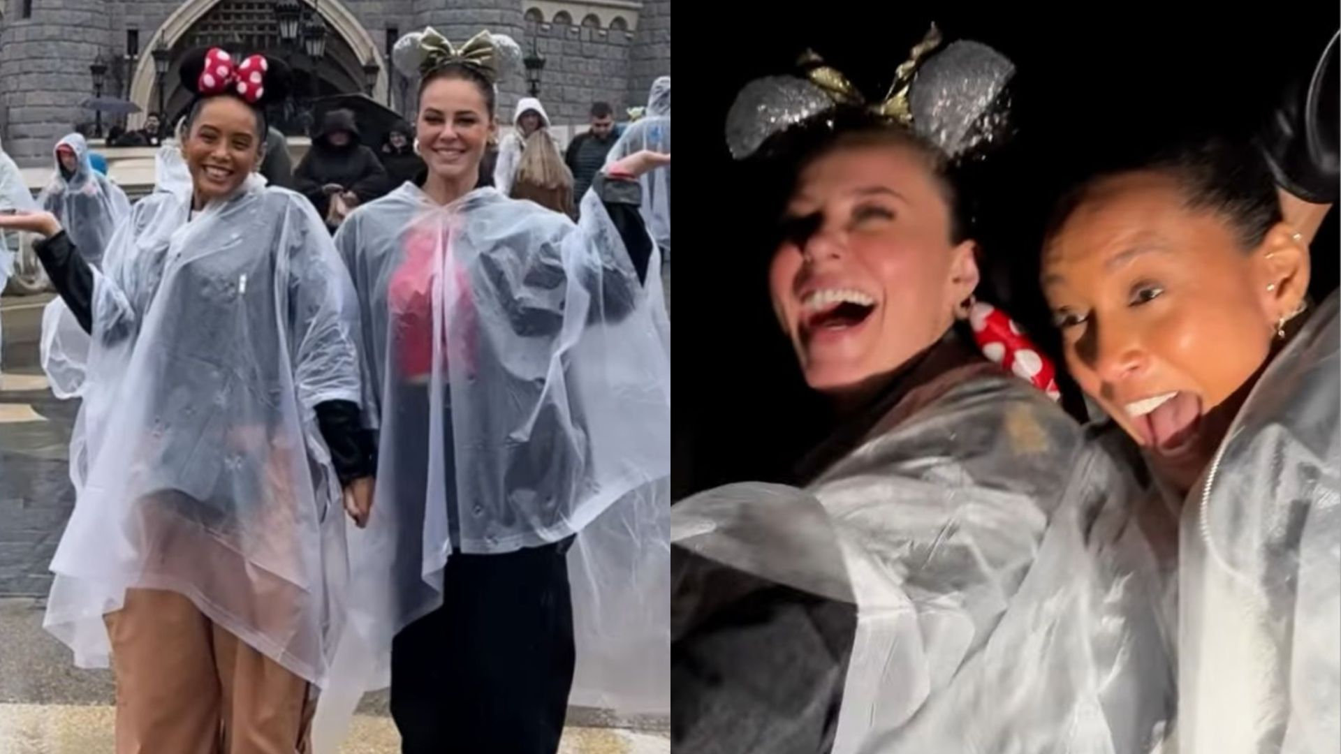 Em terras parisienses, Paolla Oliveira e Taís Araujo se divertem em montanha-russa da Disney