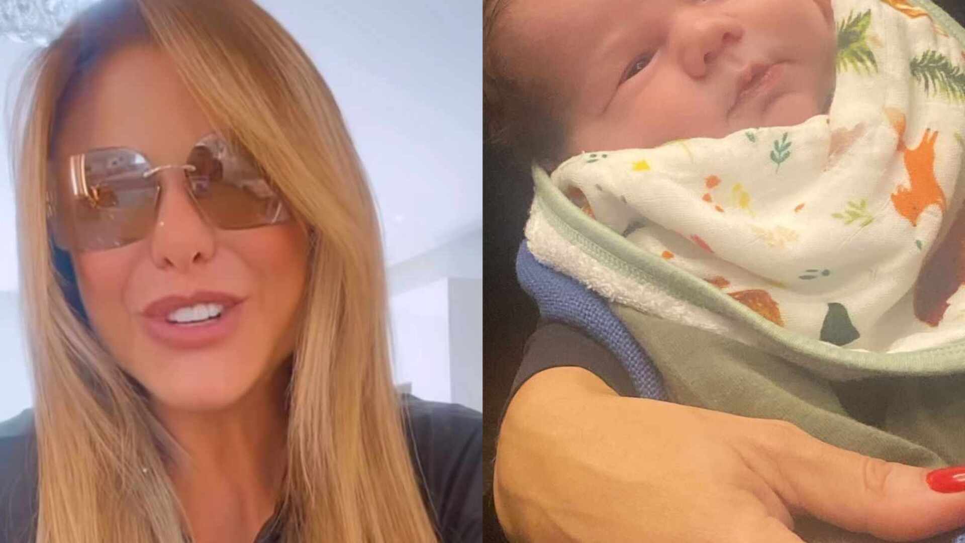Recuperando-se de cirurgia, Poliana Rocha baba pelo neto recém-nascido