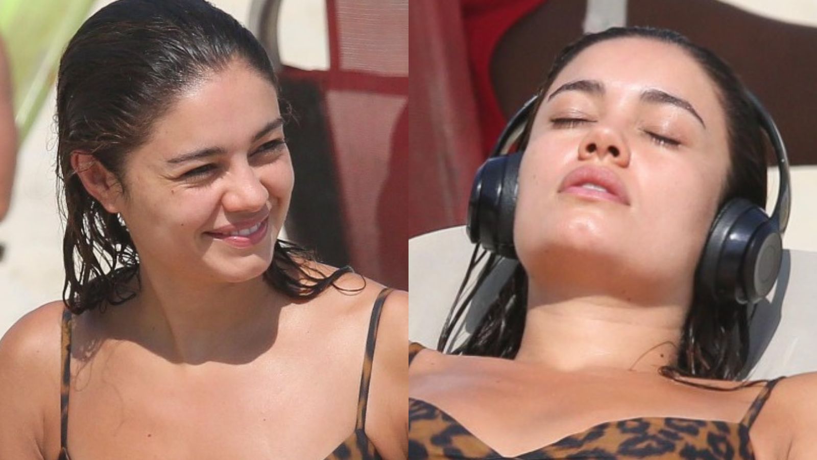 De férias, Sophie Charlotte esbanja beleza com look de oncinha na praia