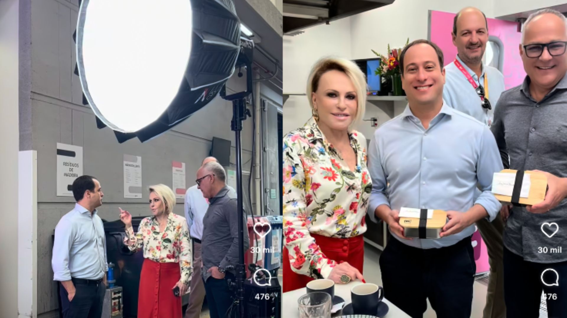 Presidente e diretor da Globo visitam Mais Você para inauguração de Ana Maria Braga