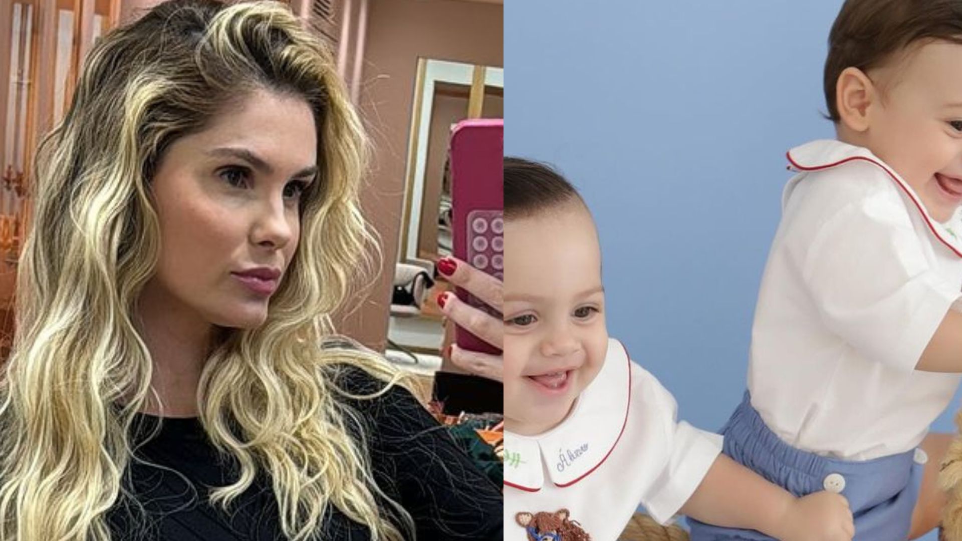 Bárbara Evans mostra os filhos com looks iguais em data especial: ‘Lindos’
