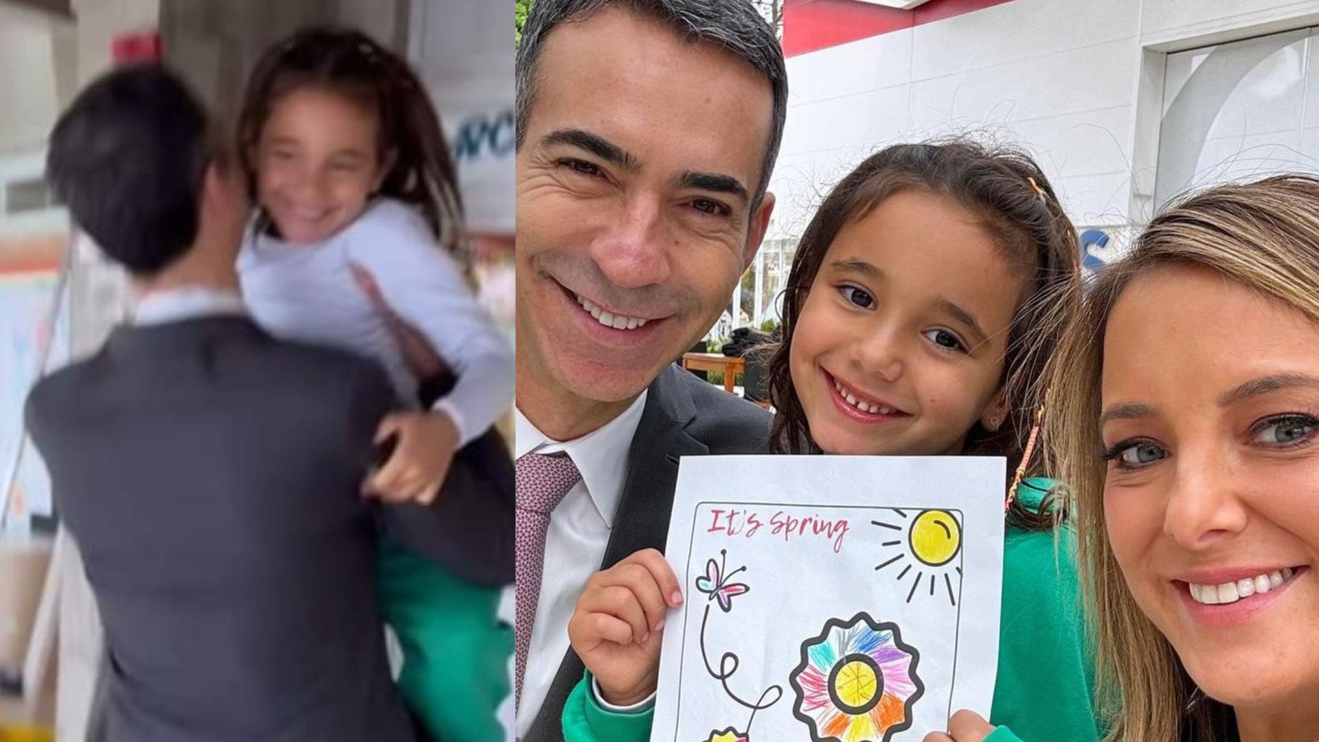 Cesar Tralli encanta com clique na escola da filha: ‘Surpresa para a Manu’